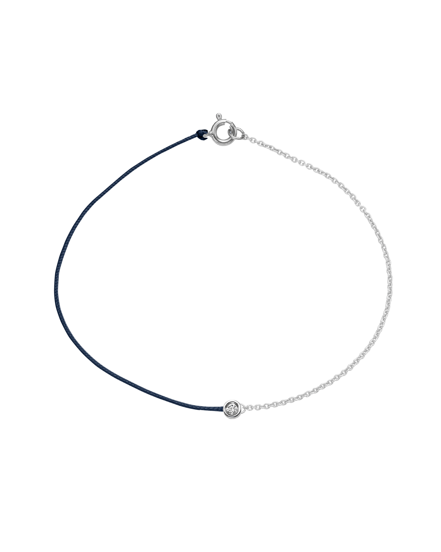 The Half Chain String of Love - 14K White Gold Bracelet 14K Solid Gold Navy Blue Small: 0.03ct Small 6 Inches
