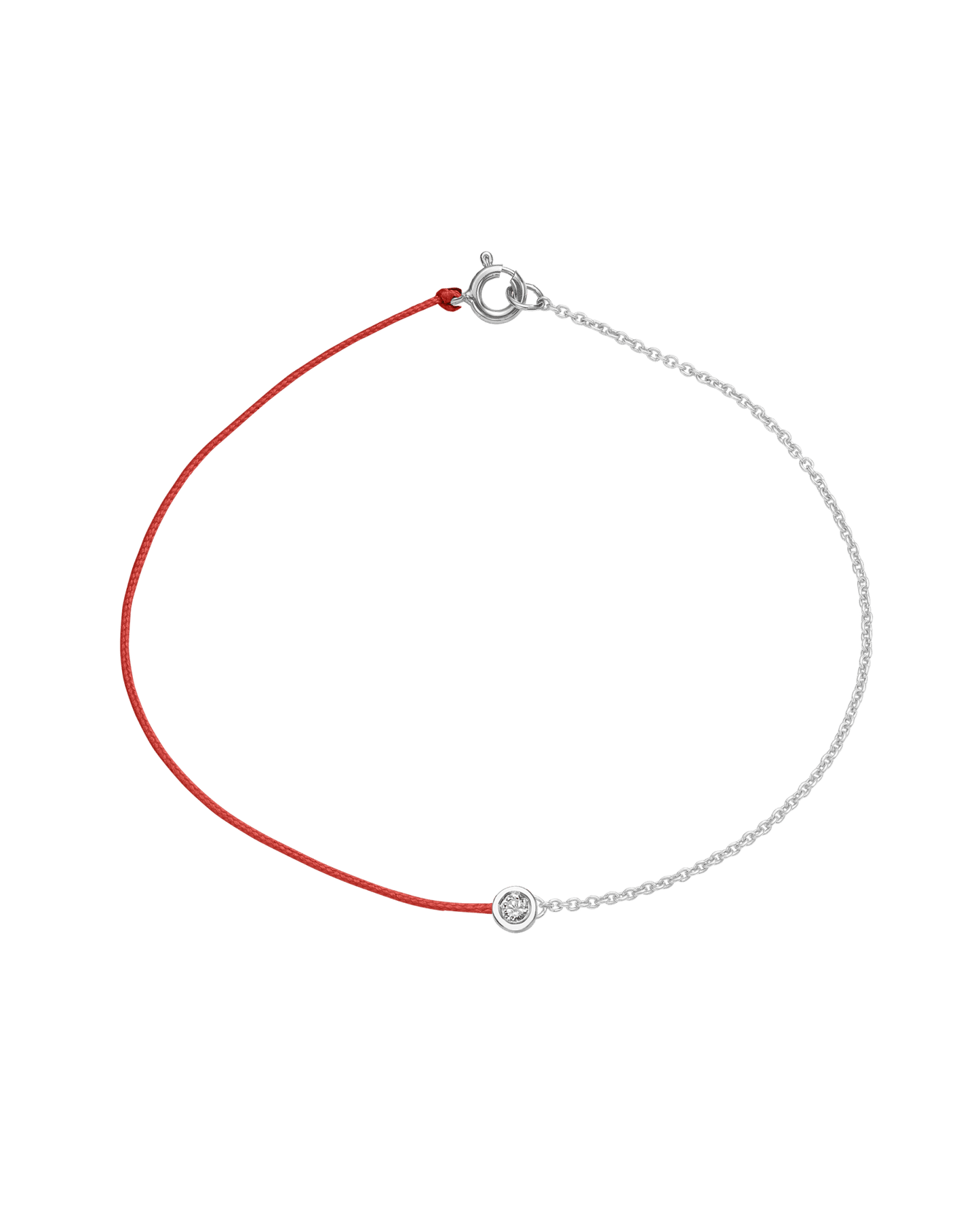 The Half Chain String of Love - 14K White Gold Bracelet 14K Solid Gold Red Medium: 0.04ct Small 6 Inches
