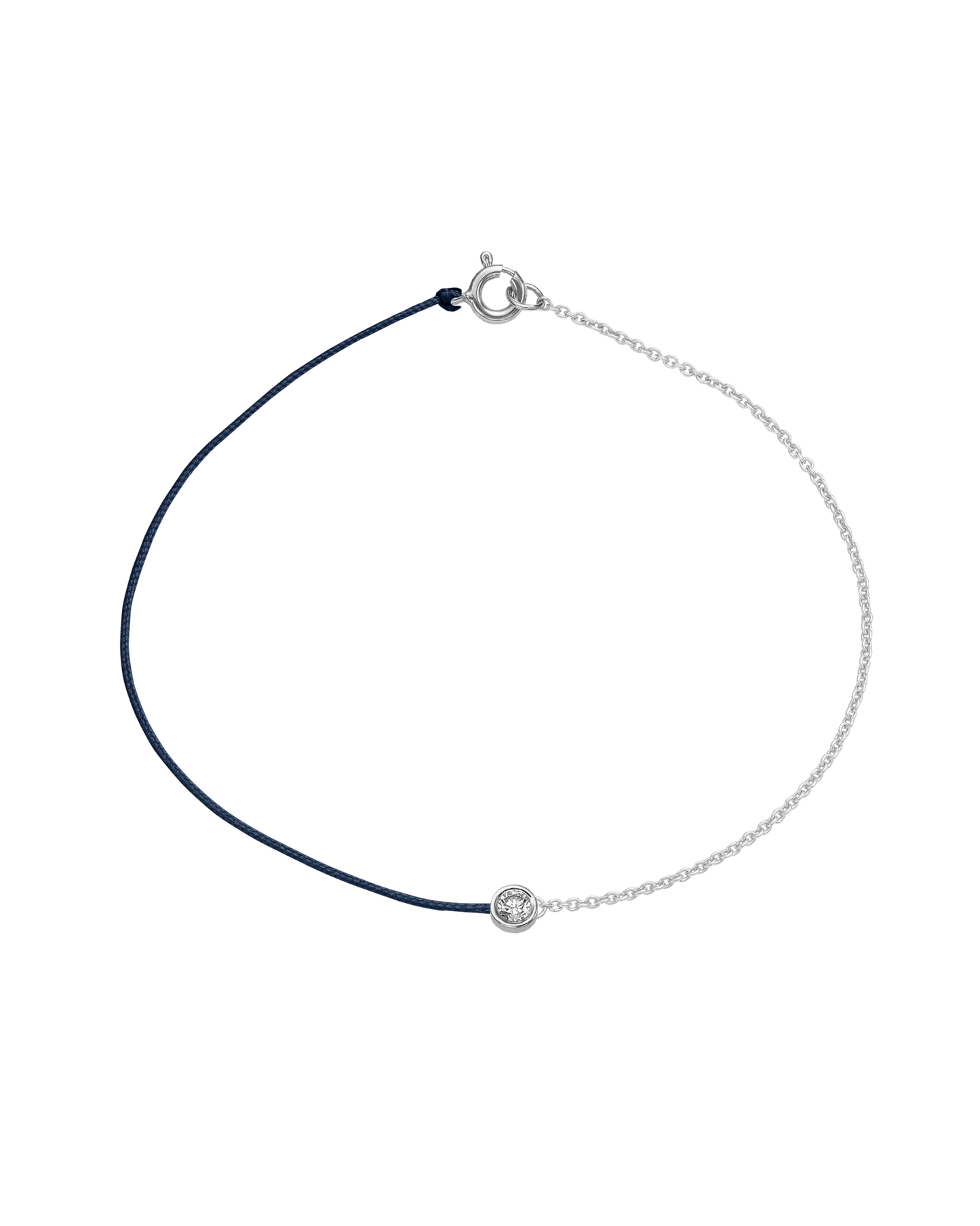 The Half Chain String of Love - 14K White Gold Bracelet 14K Solid Gold Navy Blue Large: 0.1ct Small 6 Inches
