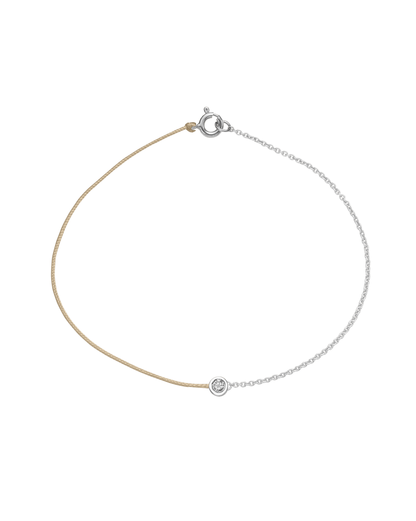 The Half Chain String of Love - 14K White Gold Bracelet 14K Solid Gold Beige Medium: 0.04ct Small 6 Inches