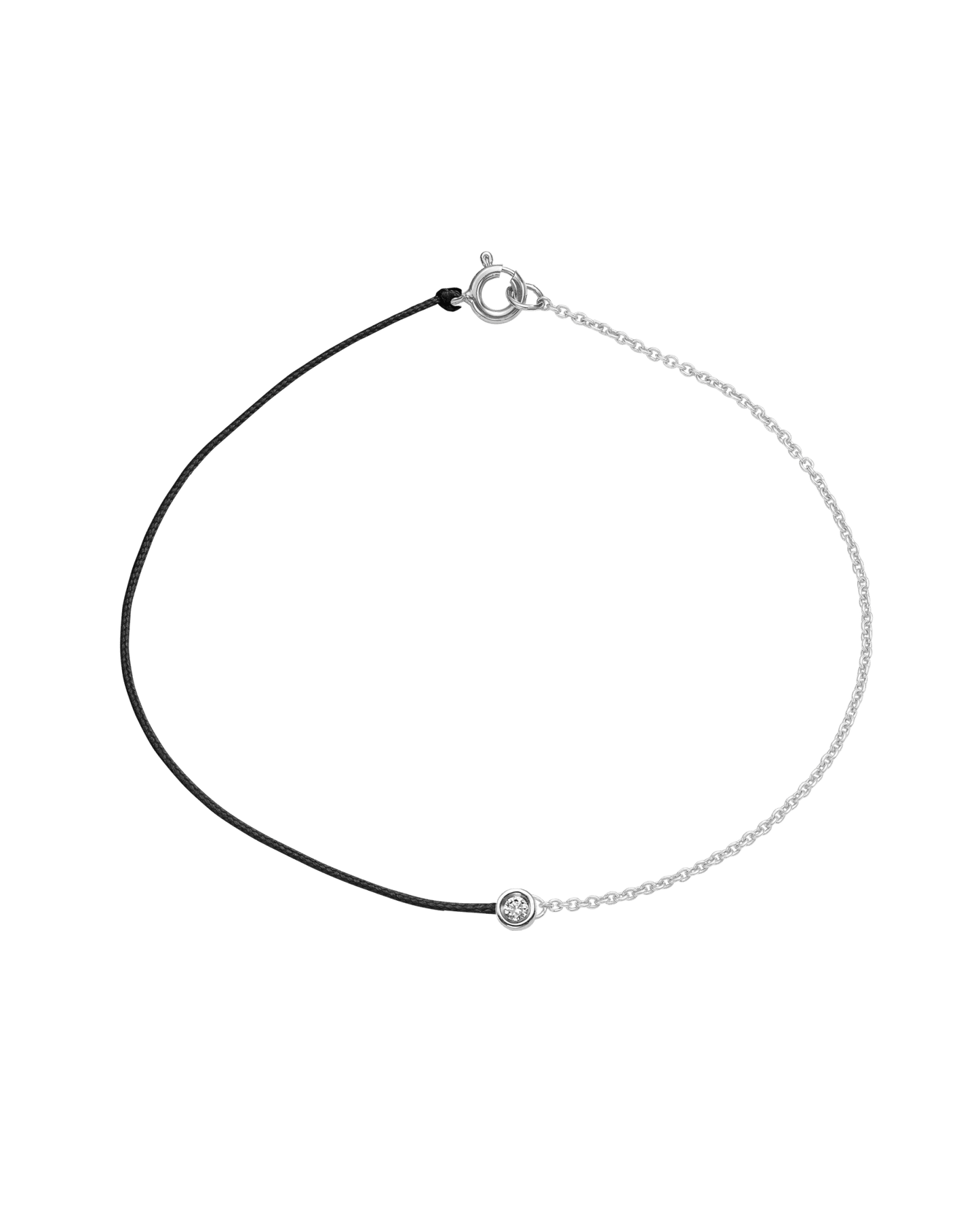 The Half Chain String of Love - 14K White Gold Bracelet 14K Solid Gold Black Small: 0.03ct Small 6 Inches