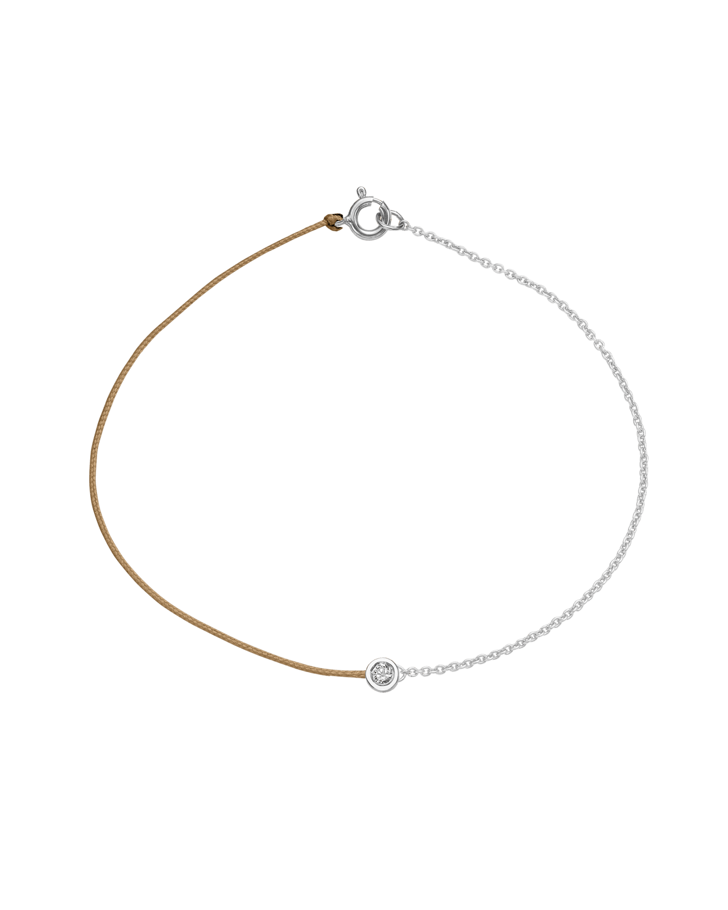 The Half Chain String of Love - 14K White Gold Bracelet 14K Solid Gold Camel Medium: 0.04ct Small 6 Inches