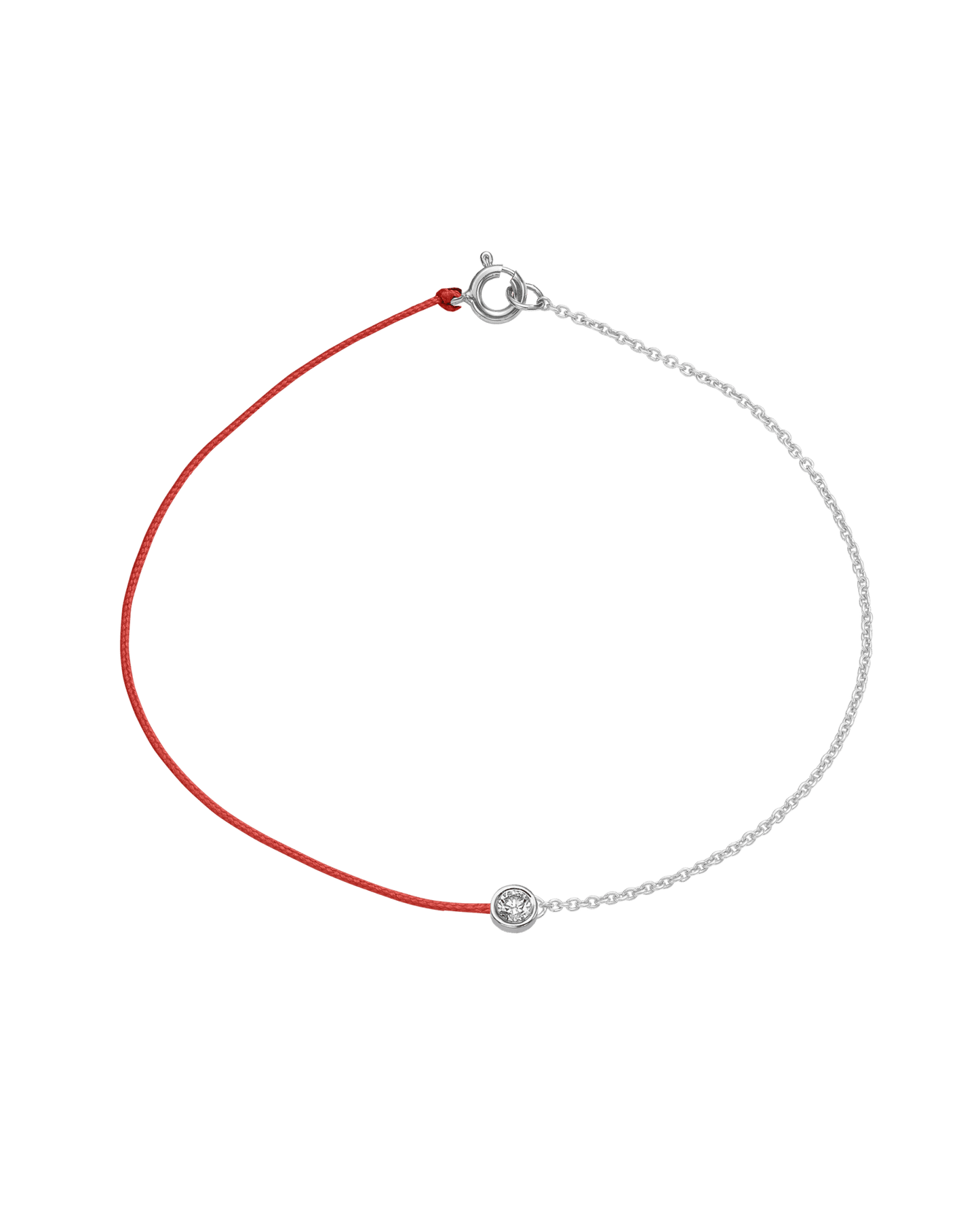 The Half Chain String of Love - 14K White Gold Bracelet 14K Solid Gold Red Large: 0.1ct Small 6 Inches