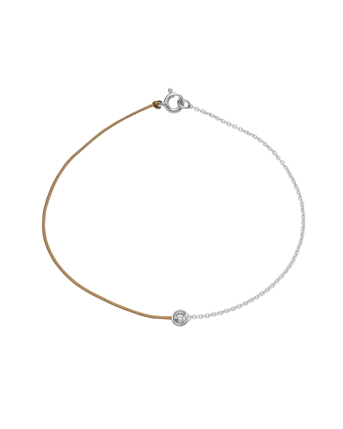 The Half Chain String of Love - 14K White Gold Bracelet 14K Solid Gold Camel Large: 0.1ct Small 6 Inches