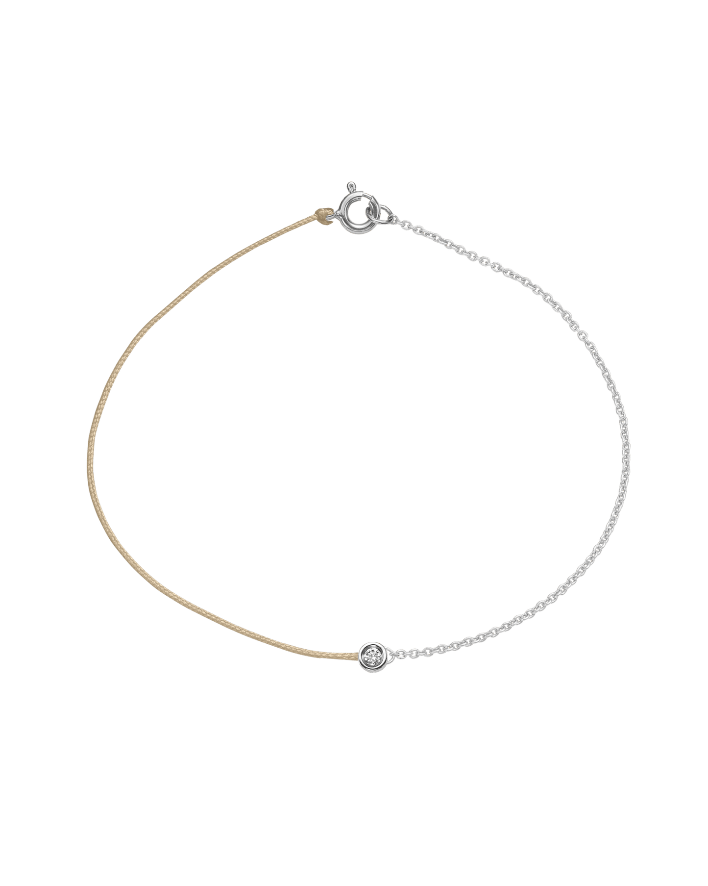 The Half Chain String of Love - 14K White Gold Bracelet 14K Solid Gold Beige Small: 0.03ct Small 6 Inches