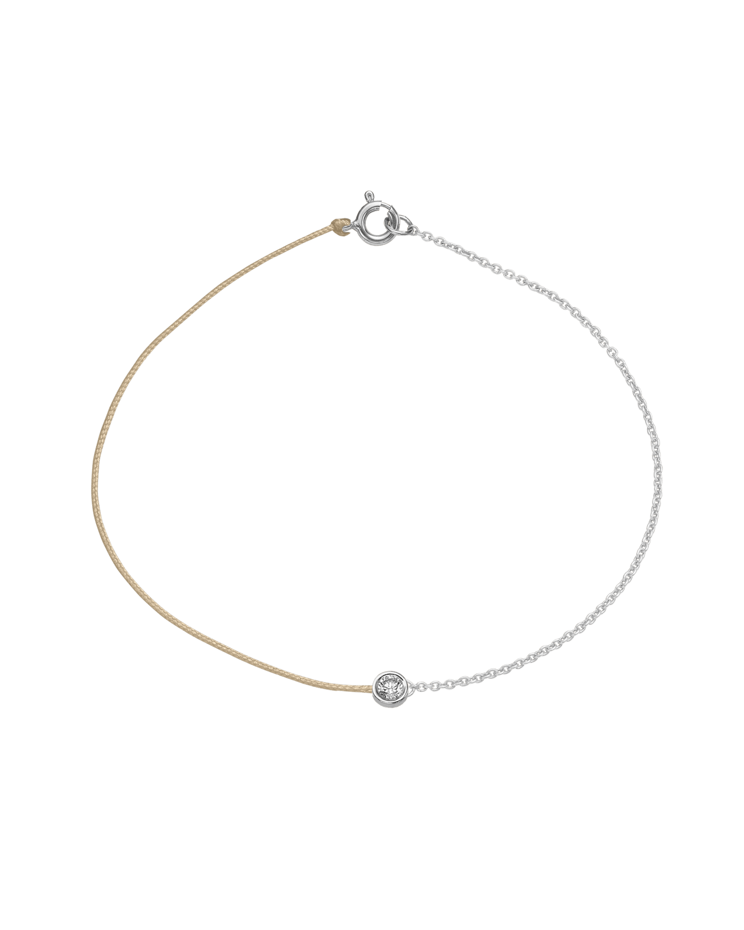 The Half Chain String of Love - 14K White Gold Bracelet 14K Solid Gold Beige Large: 0.1ct Small 6 Inches