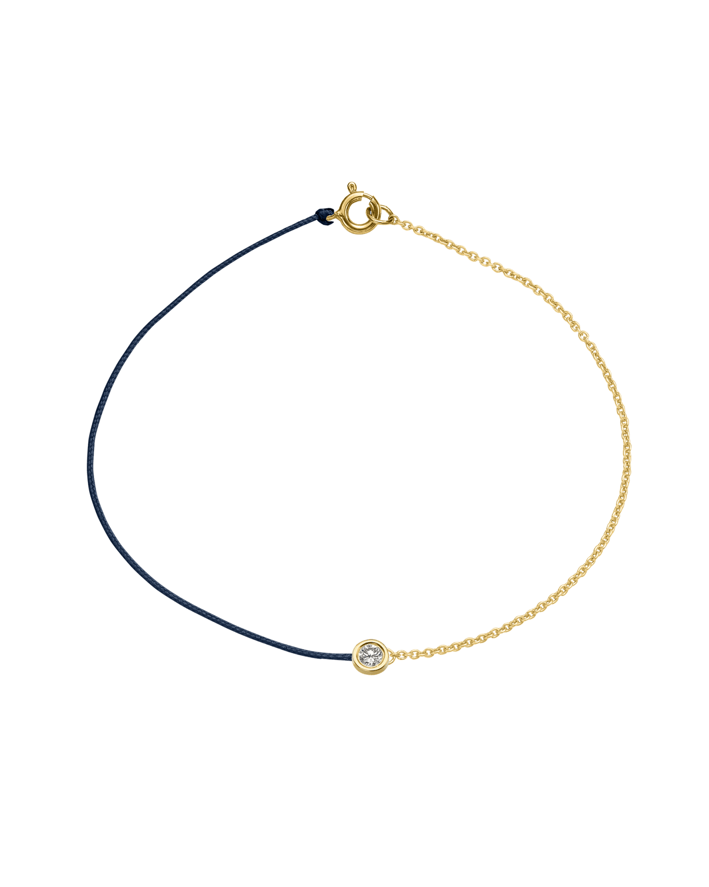 The Half Chain String of Love - 14K Yellow Gold Bracelet 14K Solid Gold Navy Blue Large: 0.1ct Small 6 Inches