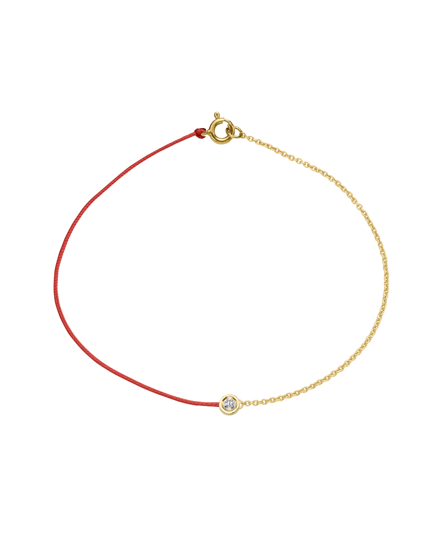 The Half Chain String of Love - 14K Yellow Gold Bracelet 14K Solid Gold Red Medium: 0.04ct Small 6 Inches