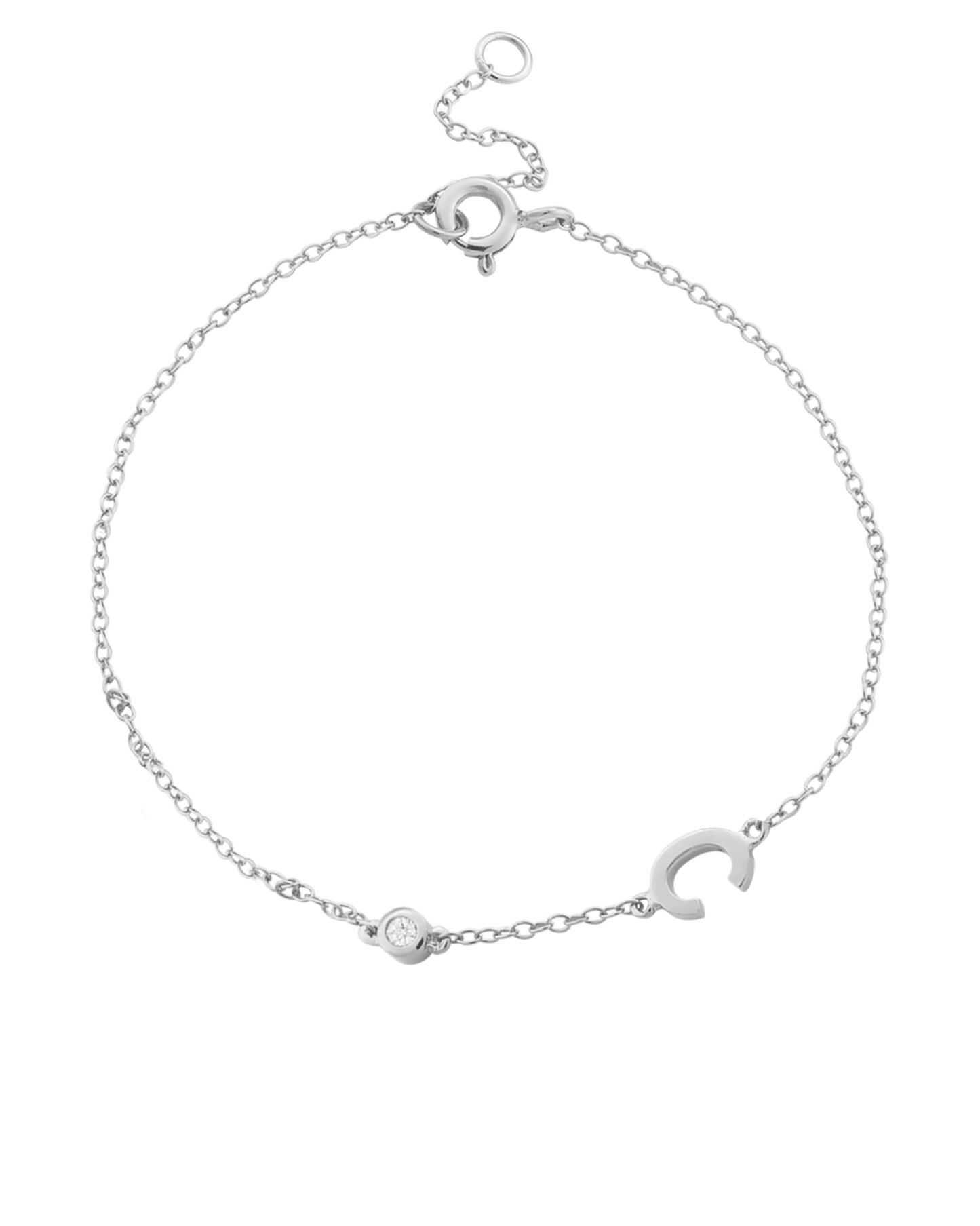 The Initial Bracelet with Diamonds - 925 Sterling Silver Bracelets magal-dev 1 Initial + 1 Diamond 6"-7" (S-M wrist