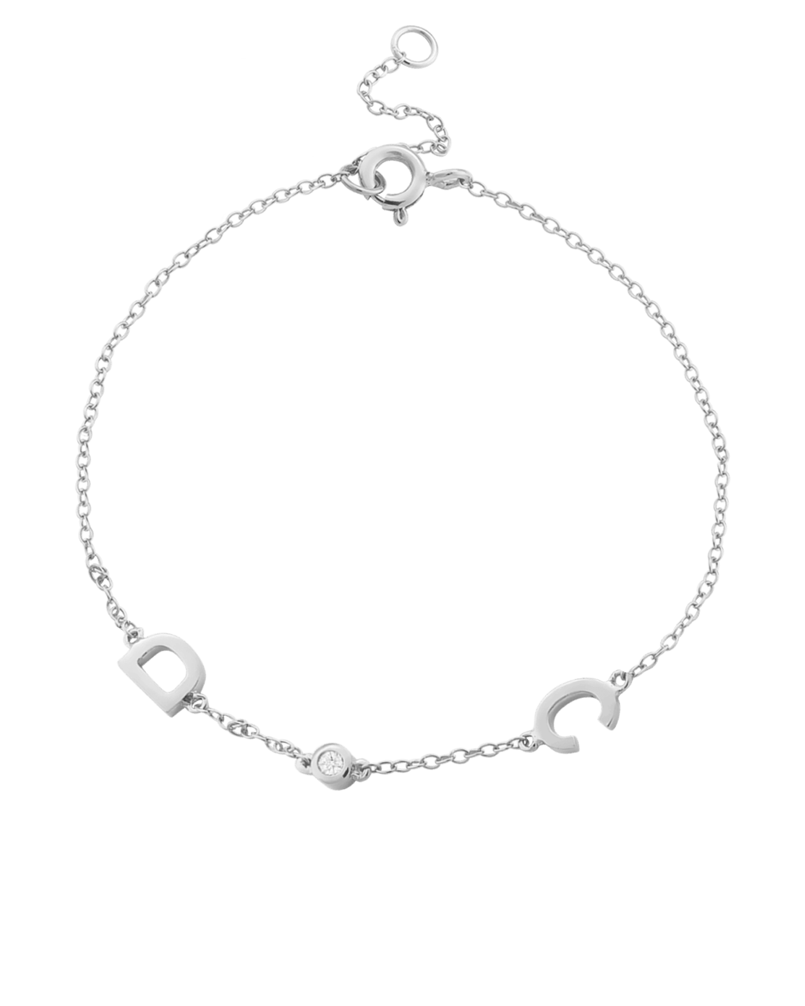 The Initial Bracelet with Diamonds - 925 Sterling Silver Bracelets magal-dev 2 Initials + 1 Diamond +$20 6"-7" (S-M wrist