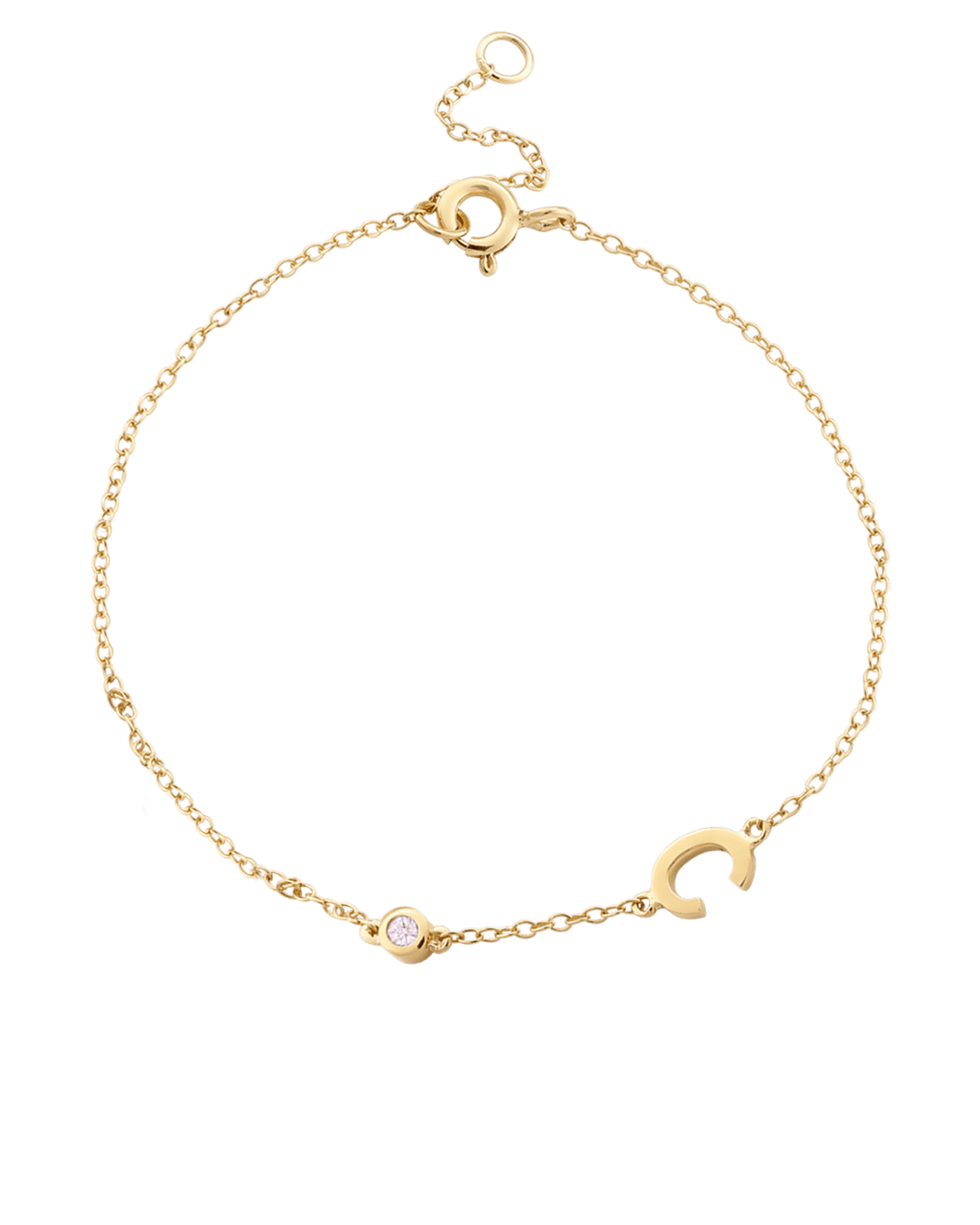 The Initial Bracelet with Diamonds - 14K Yellow Gold Bracelets magal-dev 1 Initial + 1 Diamond 6"-7" (S-M wrist)