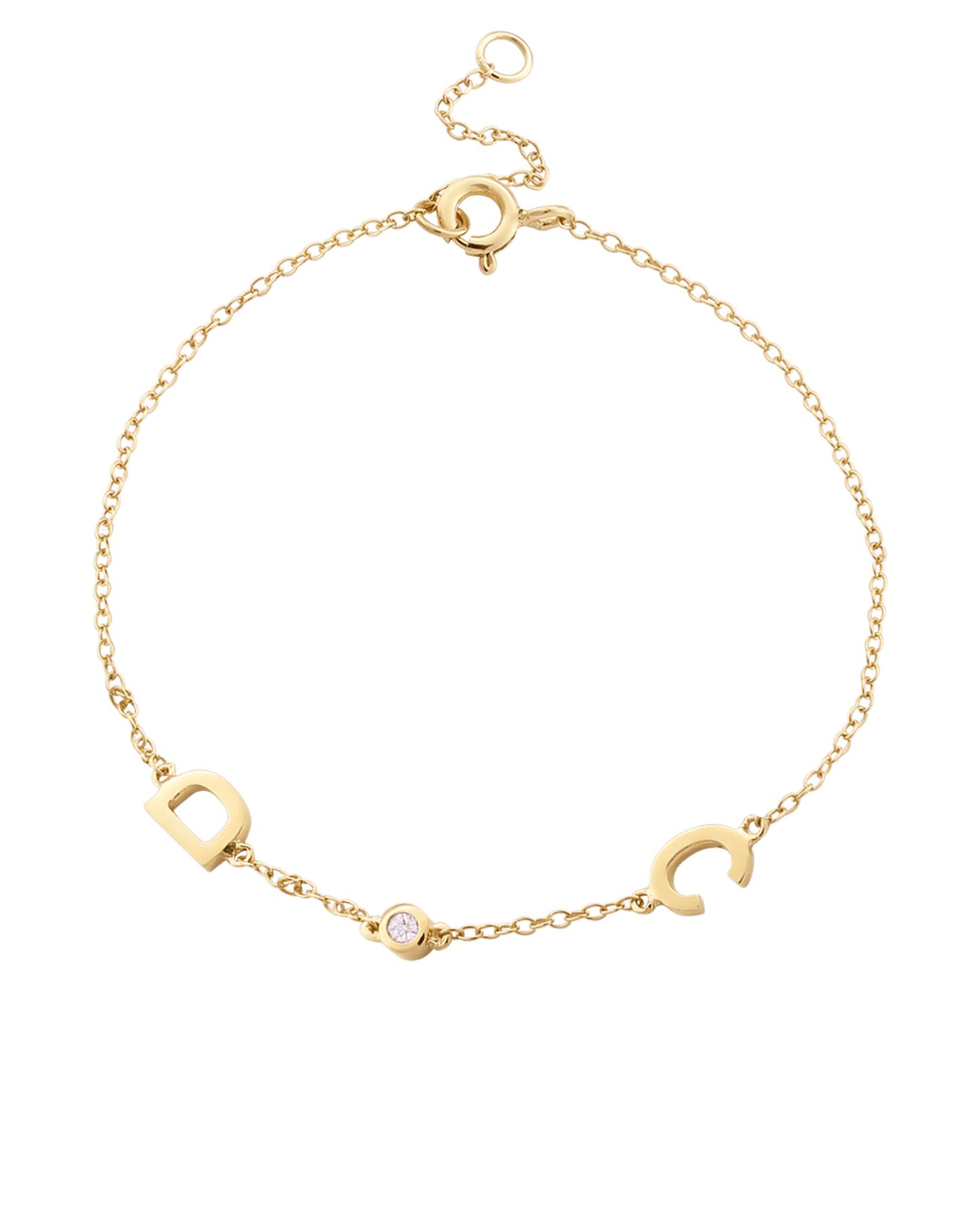 The Initial Bracelet with Diamonds - 18K Gold Vermeil Bracelets magal-dev 2 Initials + 1 Diamond +$20 6"-7" (S-M wrist)
