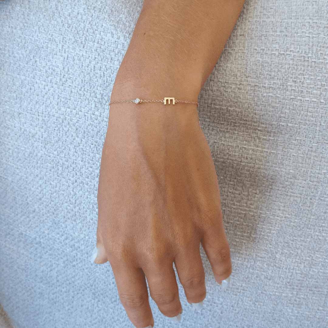 The Initial Bracelet with Diamonds - 18K Gold Vermeil Bracelets magal-dev