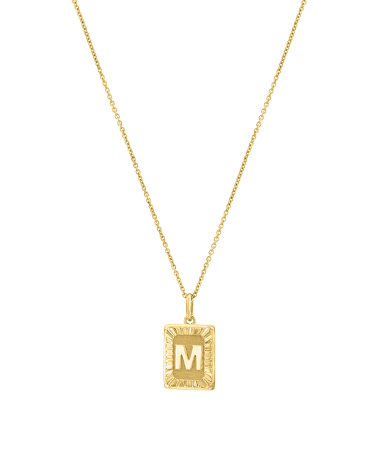 Initial Rectangle Medallion - 18K Gold Vermeil Necklaces magal-dev 16"
