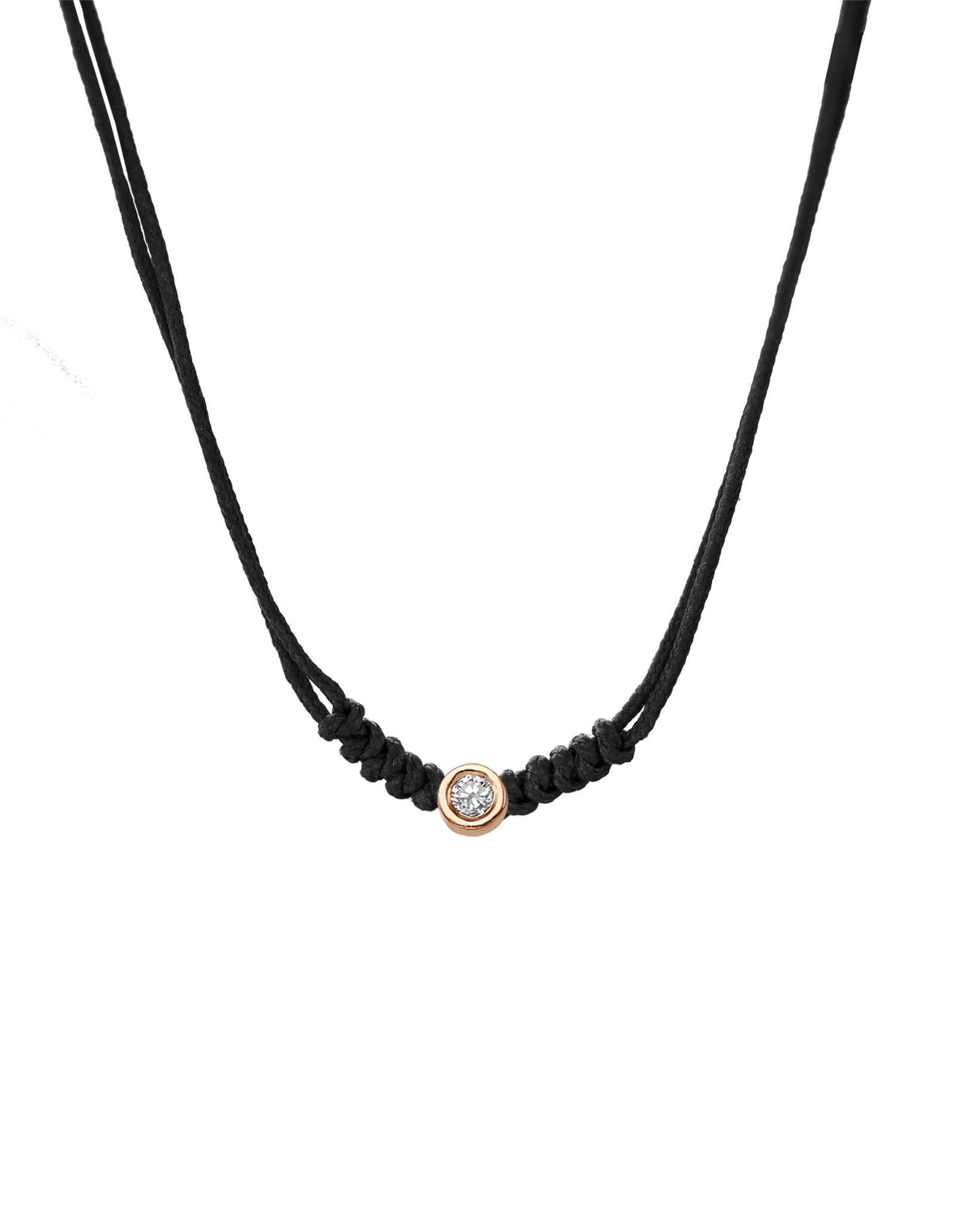 The String of Love Necklace - 14K Rose Gold Necklaces 14K Solid Gold Black Medium: 0.04ct