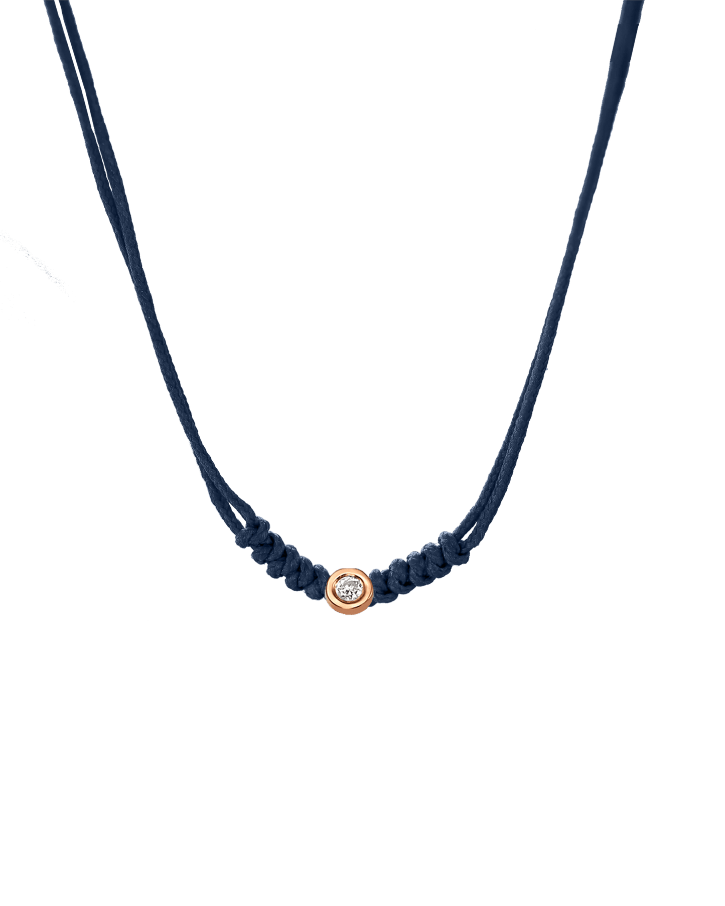 The String of Love Necklace - 14K Rose Gold Necklaces 14K Solid Gold Navy Blue Small: 0.03ct