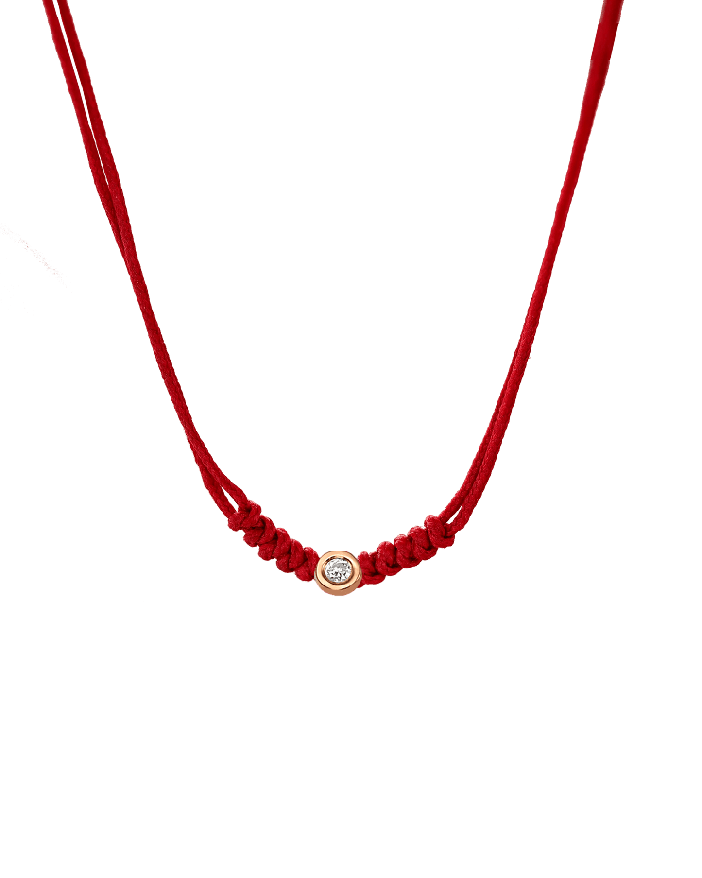 The String of Love Necklace - 14K Rose Gold Necklaces 14K Solid Gold Red Small: 0.03ct