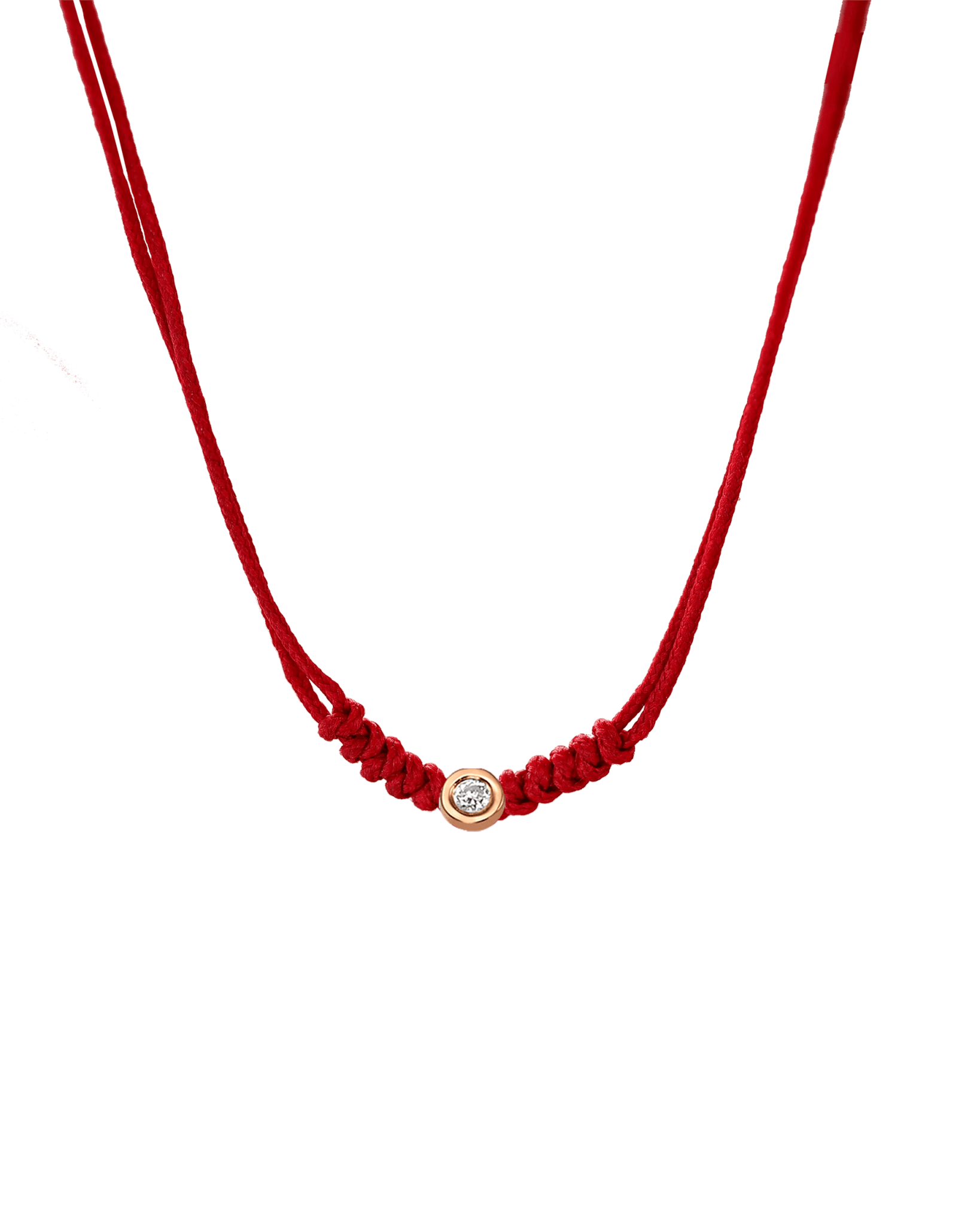 The String of Love Necklace - 14K Rose Gold Necklaces 14K Solid Gold Red Small: 0.03ct