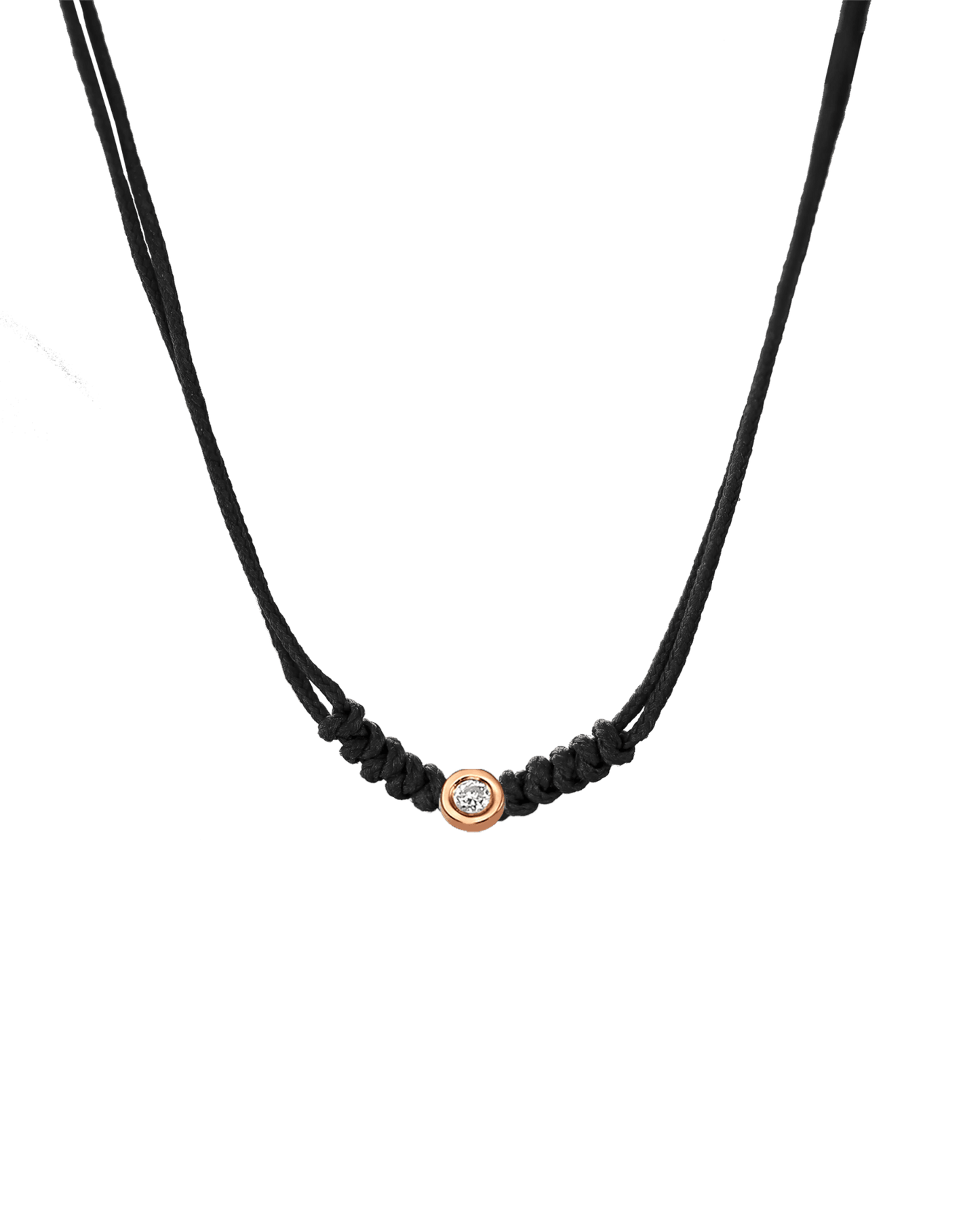 The String of Love Necklace - 14K Rose Gold Necklaces 14K Solid Gold Black Small: 0.03ct