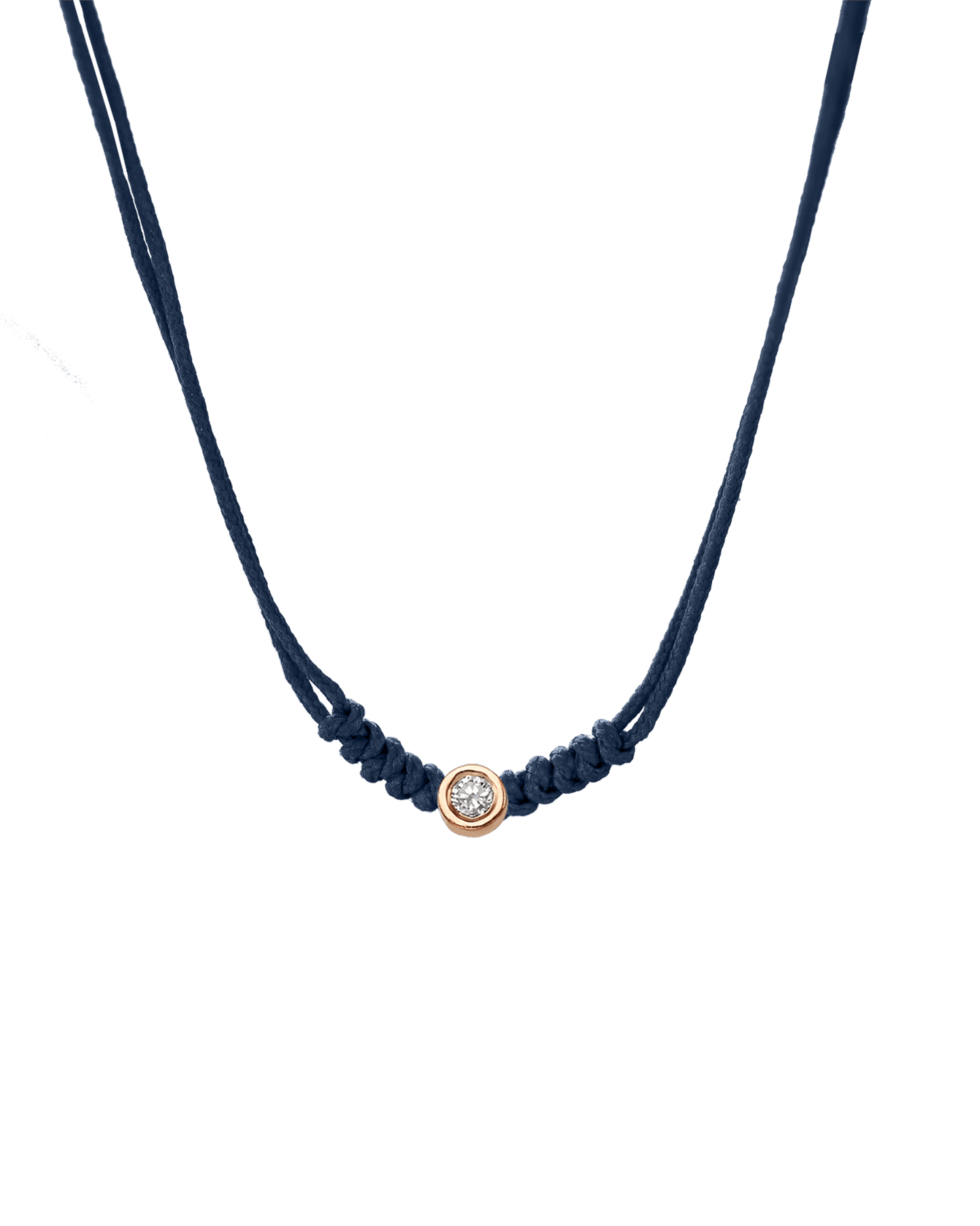 The String of Love Necklace - 14K Rose Gold Necklaces 14K Solid Gold Navy Blue Medium: 0.04ct