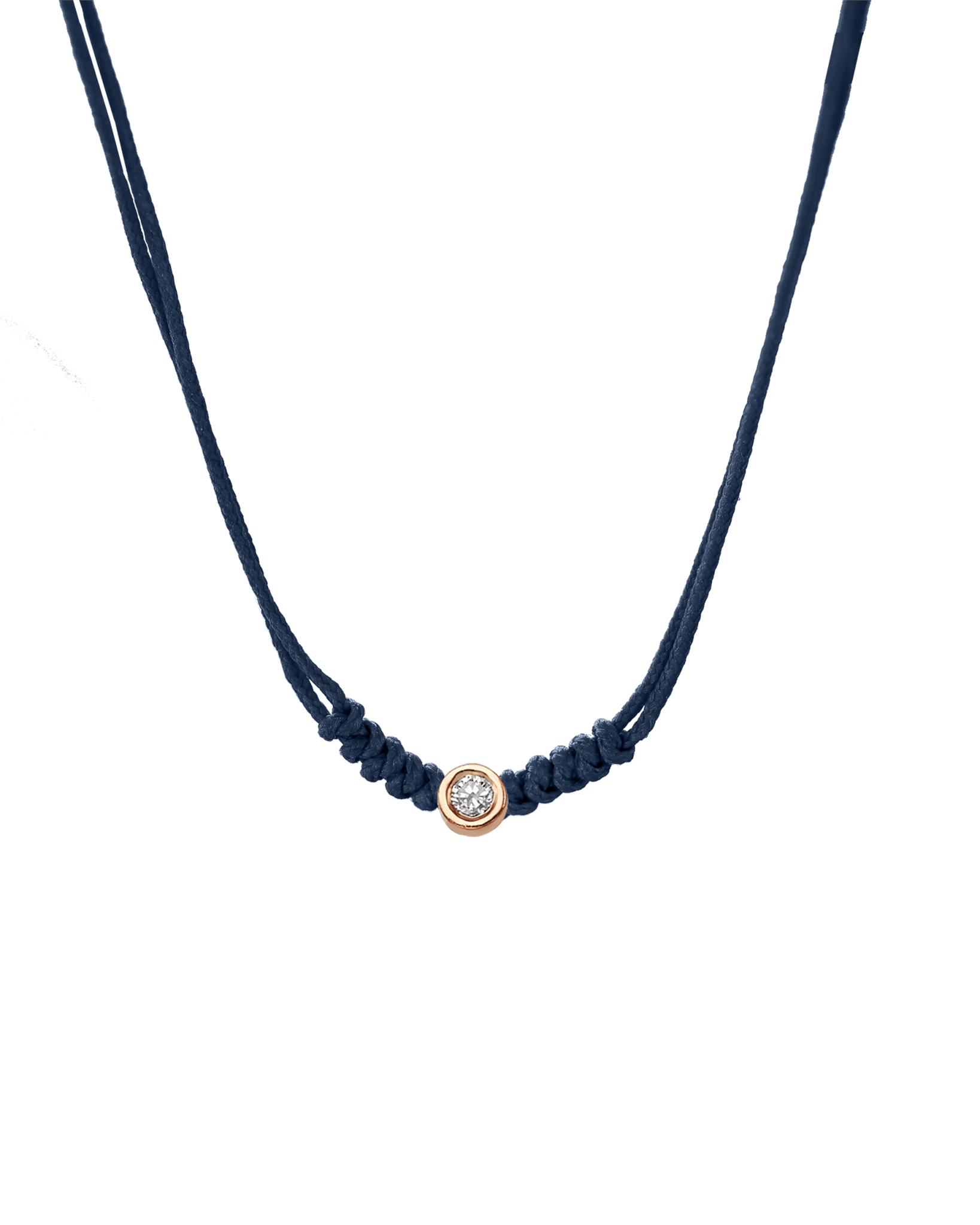 The String of Love Necklace - 14K Rose Gold Necklaces 14K Solid Gold Navy Blue Medium: 0.04ct
