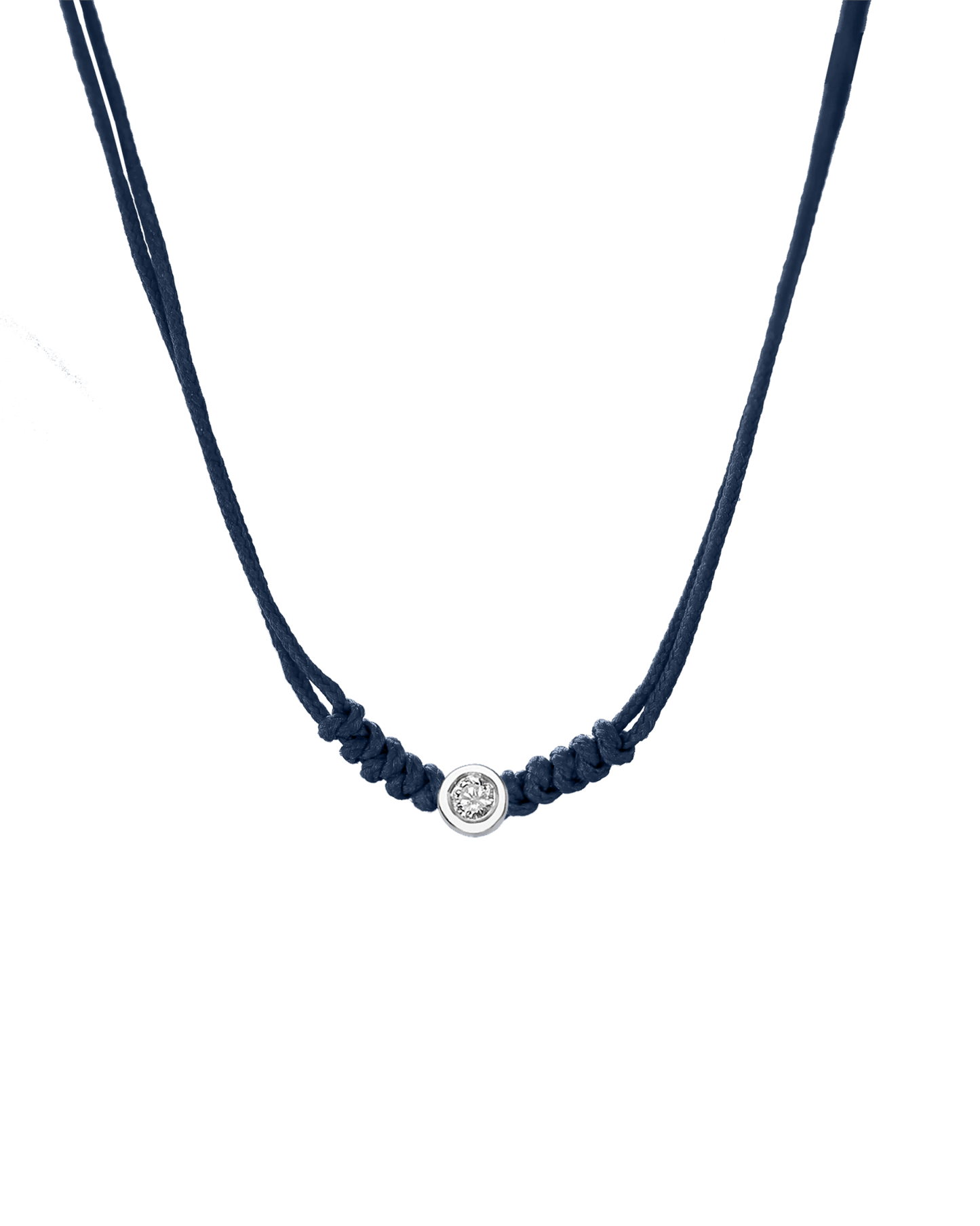 The String of Love Necklace - 14K White Gold Necklaces 14K Solid Gold Navy Blue Medium: 0.04ct