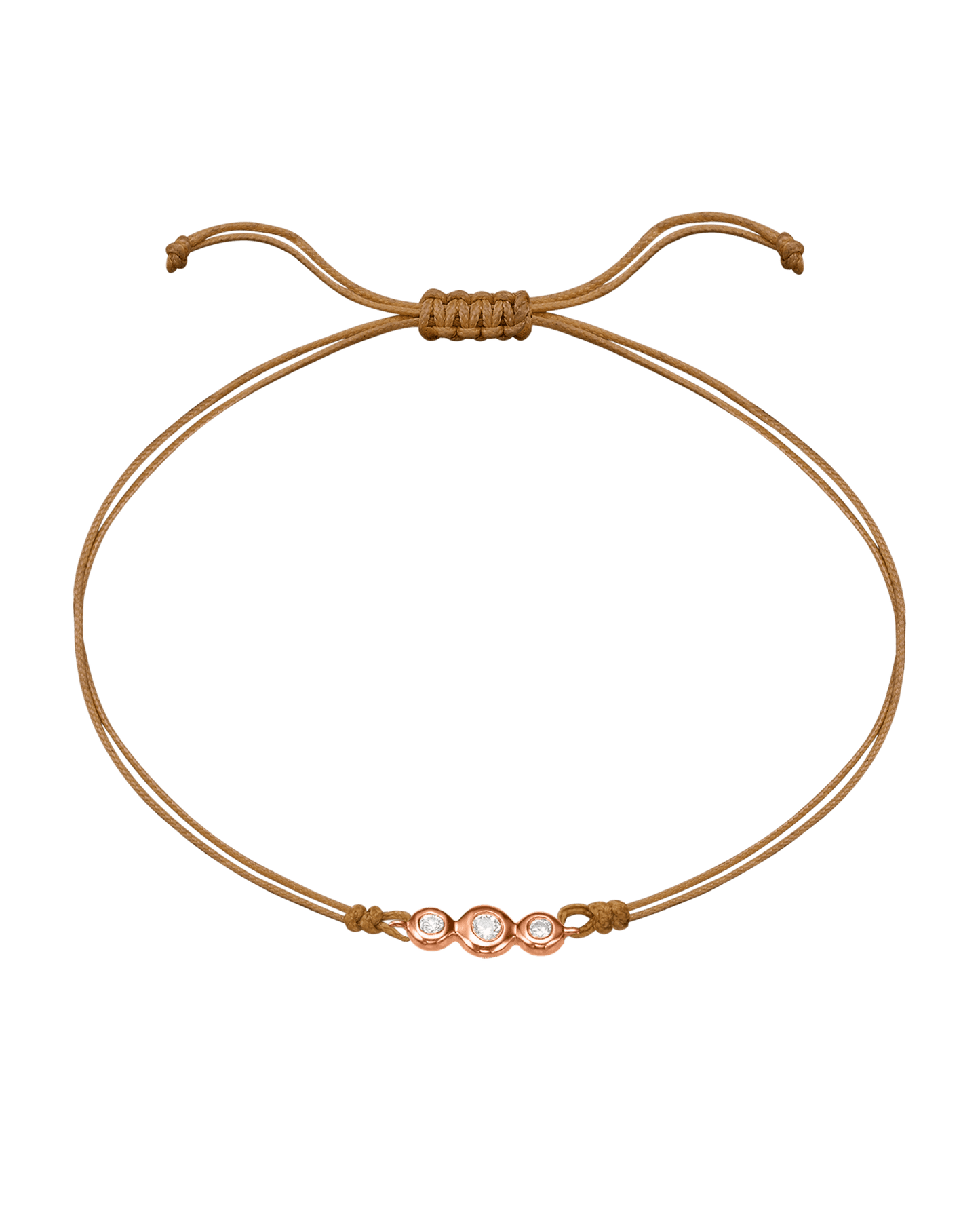 The Three of Us Diamond String of love - 14K Rose Gold Bracelet 14K Solid Gold Camel