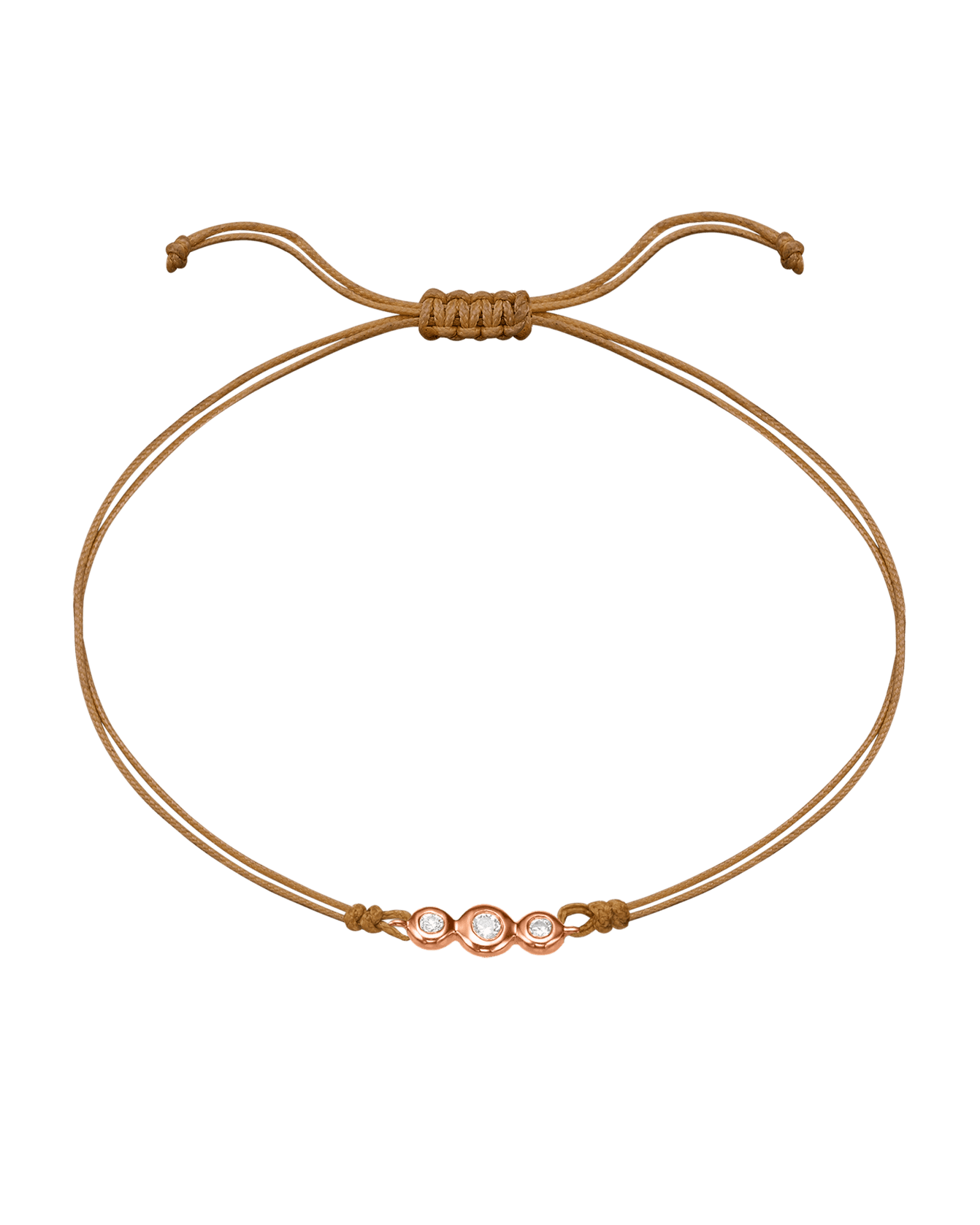 The Three of Us Diamond String of love - 14K Rose Gold Bracelet 14K Solid Gold Camel