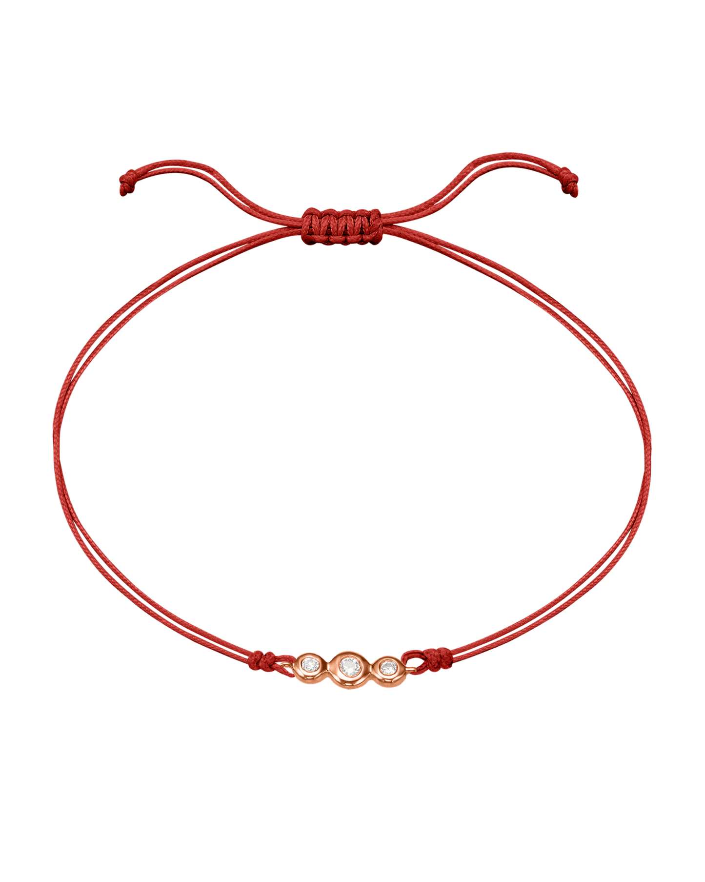 The Three of Us Diamond String of love - 14K Rose Gold Bracelet 14K Solid Gold Red