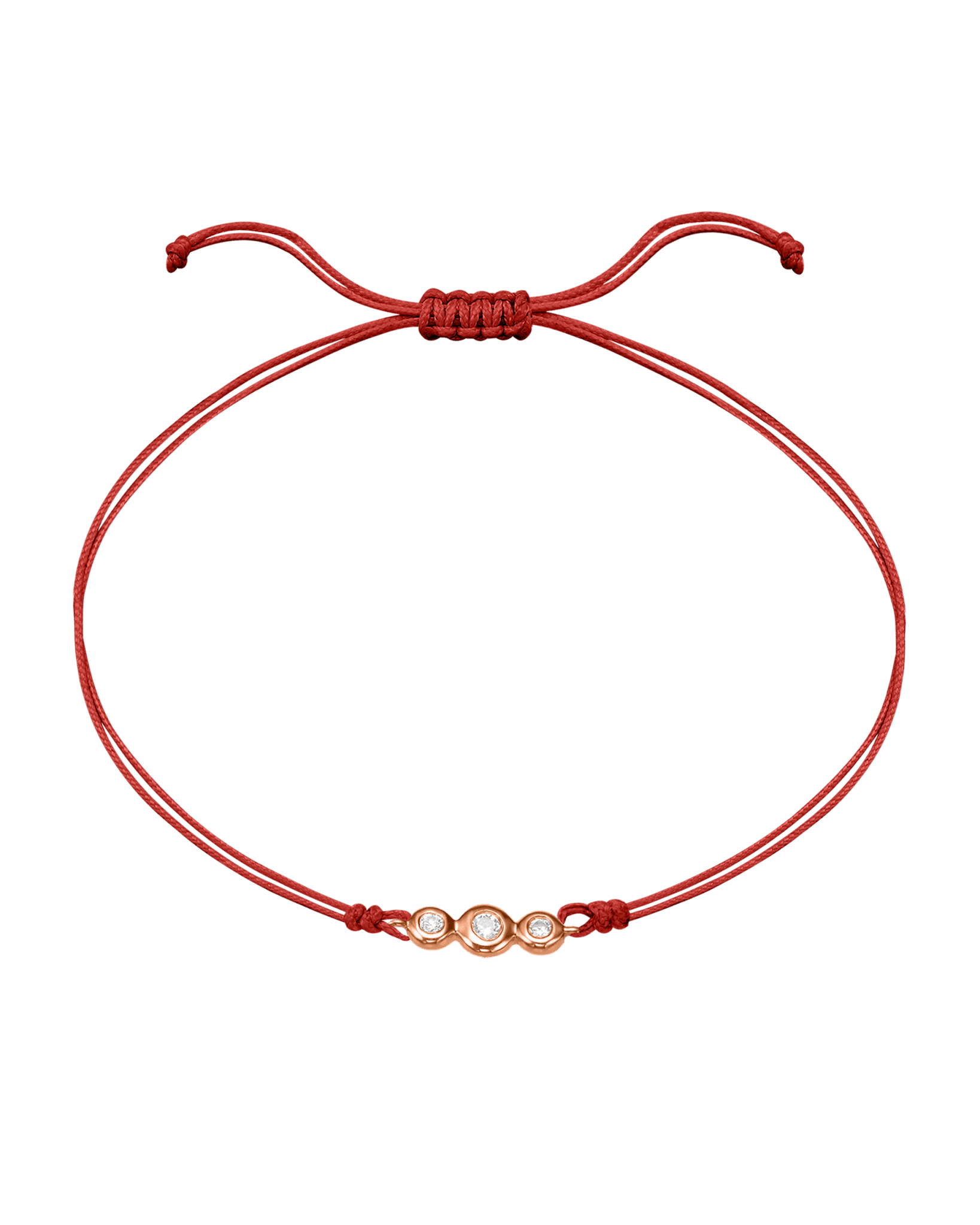The Three of Us Diamond String of love - 14K Rose Gold Bracelet 14K Solid Gold Red