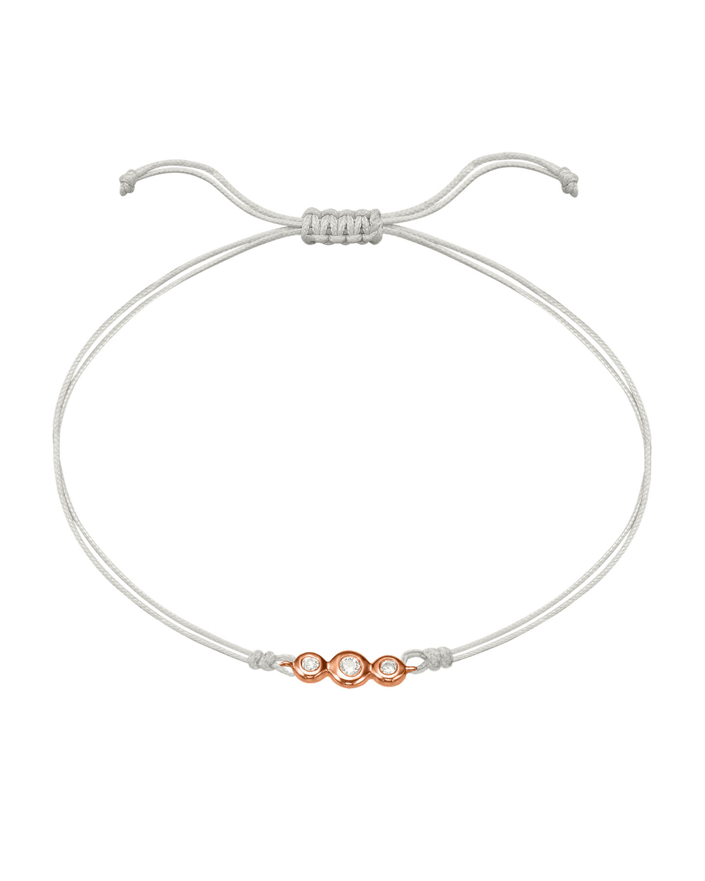 The Three of Us Diamond String of love - 14K Rose Gold Bracelet 14K Solid Gold Pearl