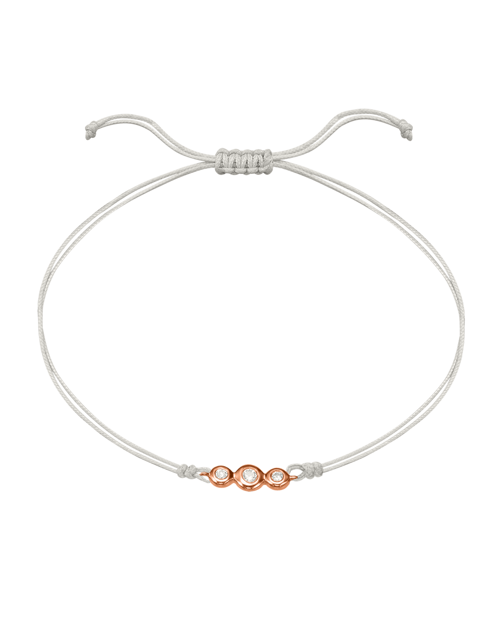 The Three of Us Diamond String of love - 14K Rose Gold Bracelet 14K Solid Gold Pearl