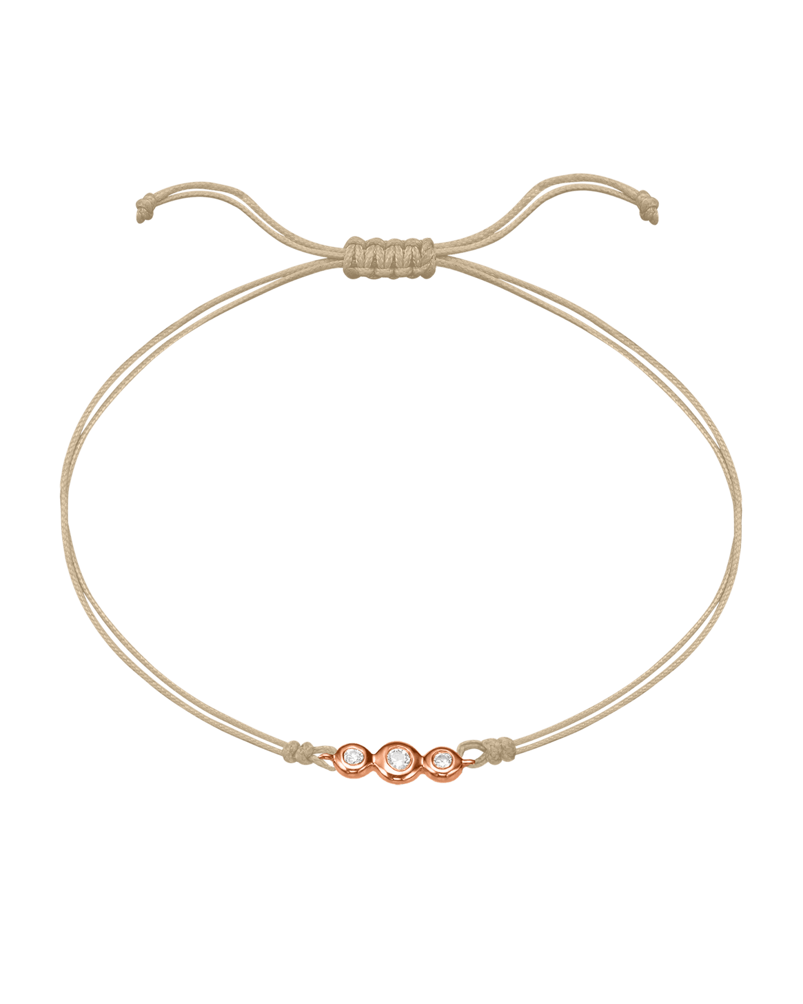 The Three of Us Diamond String of love - 14K Rose Gold Bracelet 14K Solid Gold Beige