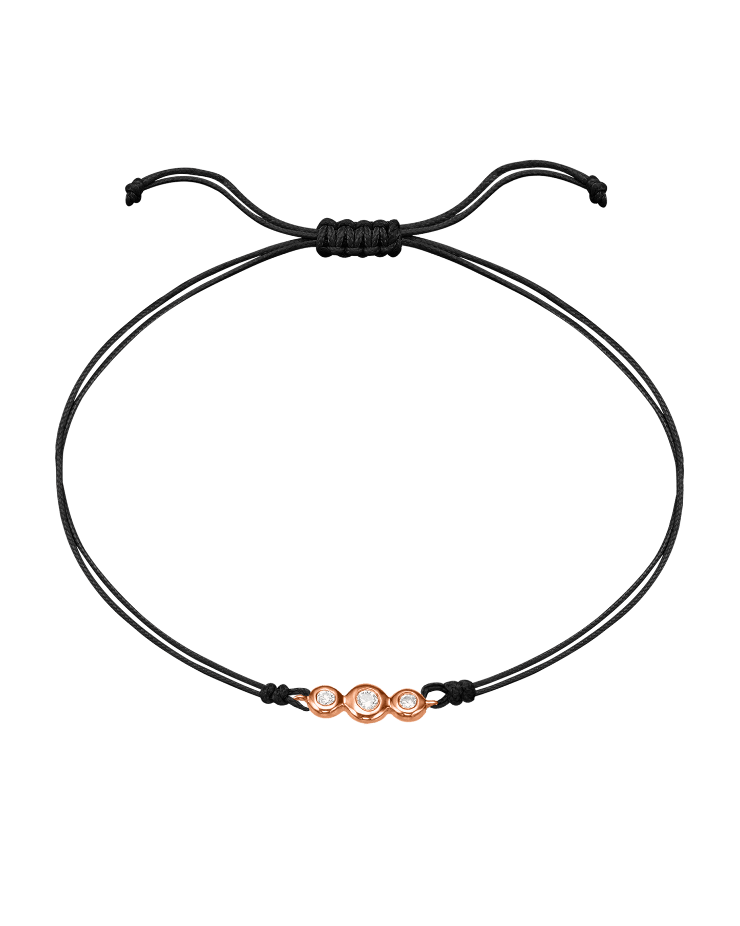 The Three of Us Diamond String of love - 14K Rose Gold Bracelet 14K Solid Gold Black