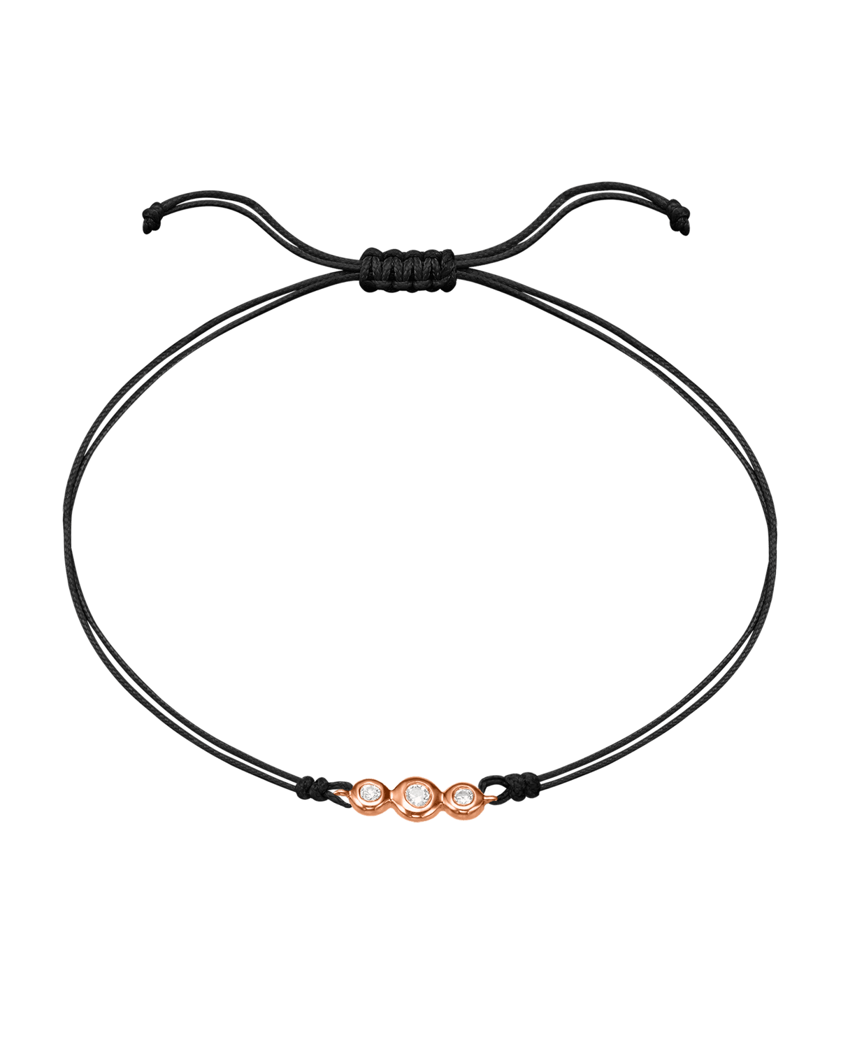 The Three of Us Diamond String of love - 14K Rose Gold Bracelet 14K Solid Gold Black