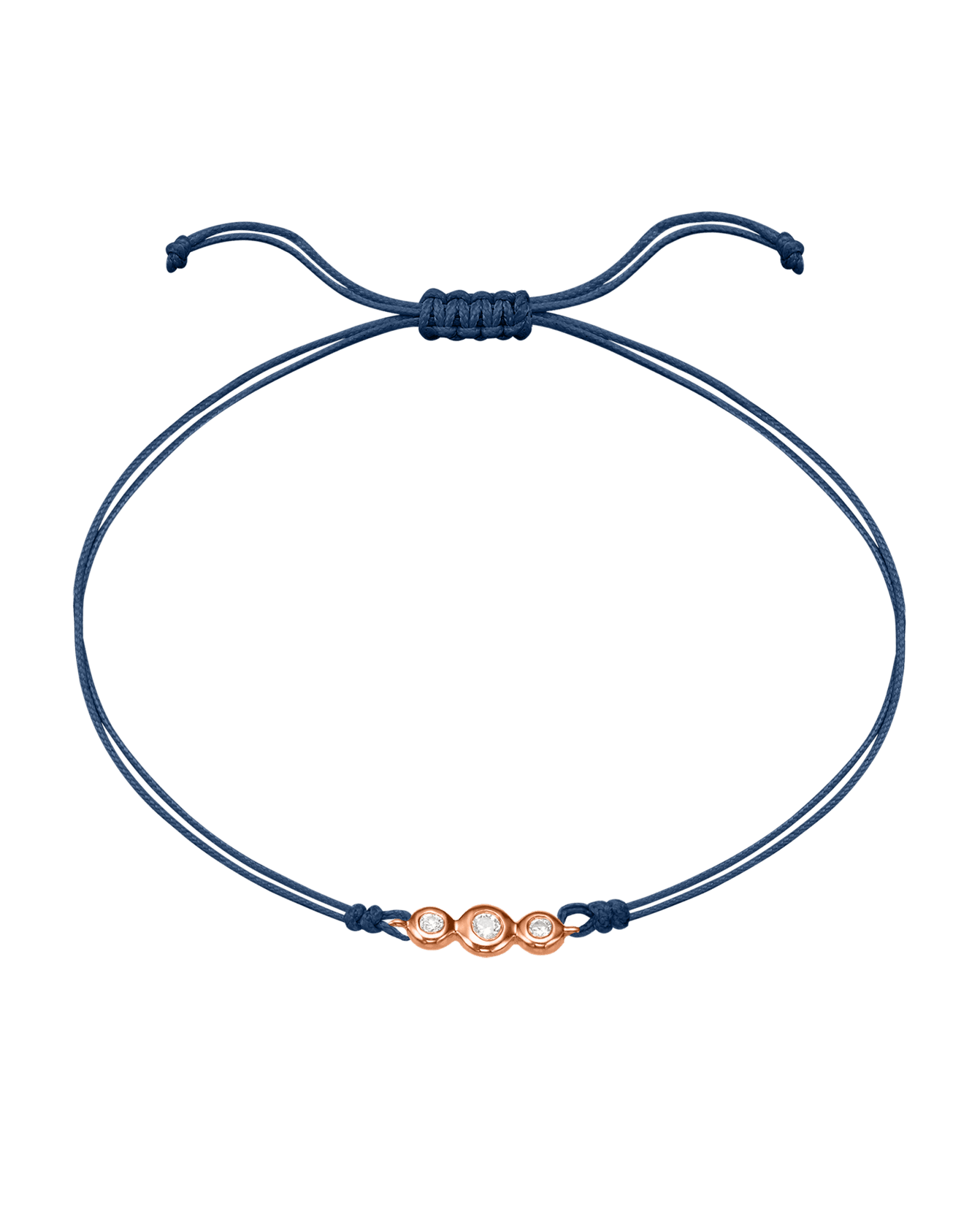 The Three of Us Diamond String of love - 14K Rose Gold Bracelet 14K Solid Gold Indigo