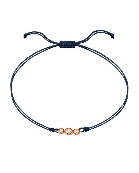 The Three of Us Diamond String of love - 14K Rose Gold Bracelet 14K Solid Gold Navy Blue