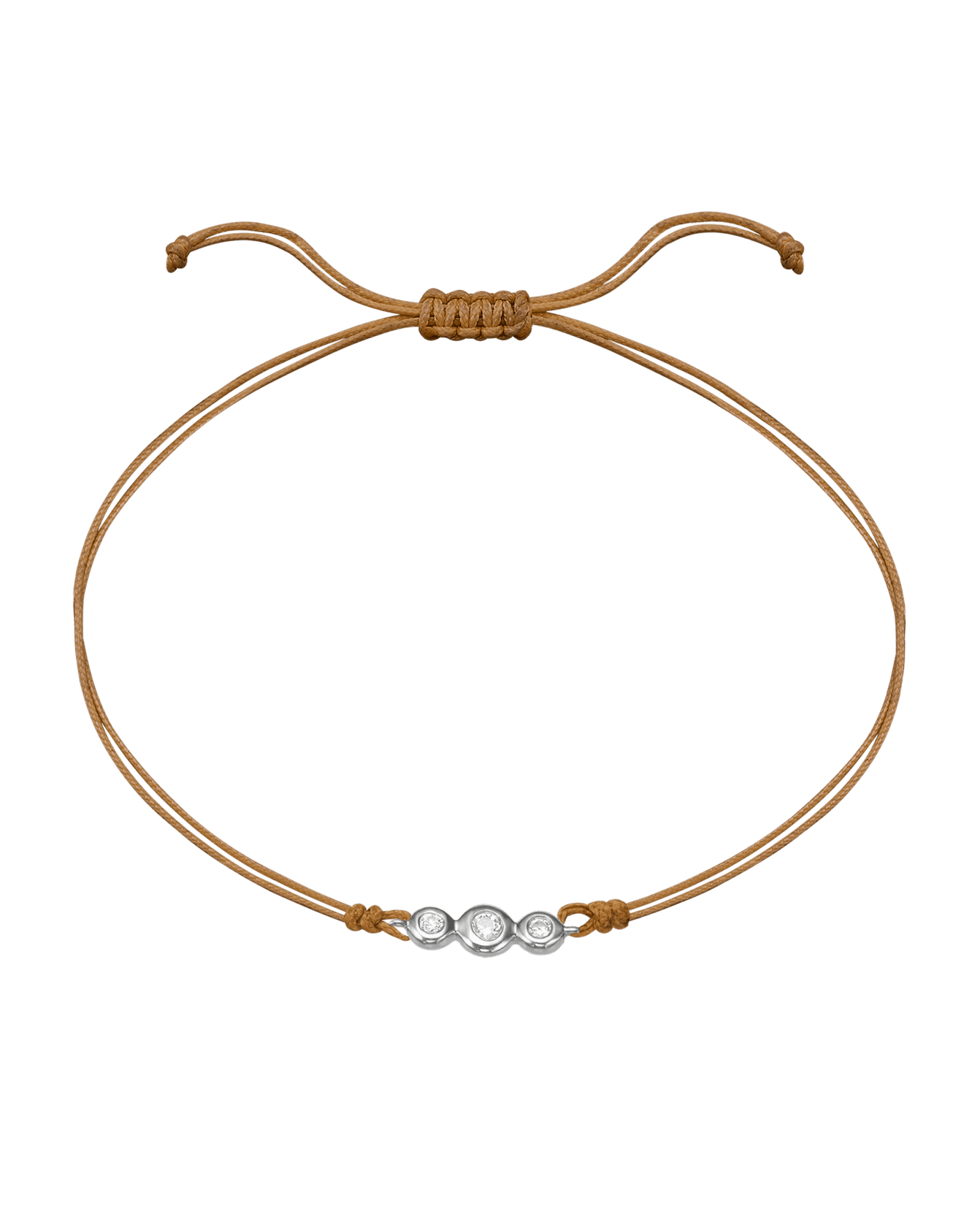 The Three of Us Diamond String of love - 14K White Gold Bracelet 14K Solid Gold Camel