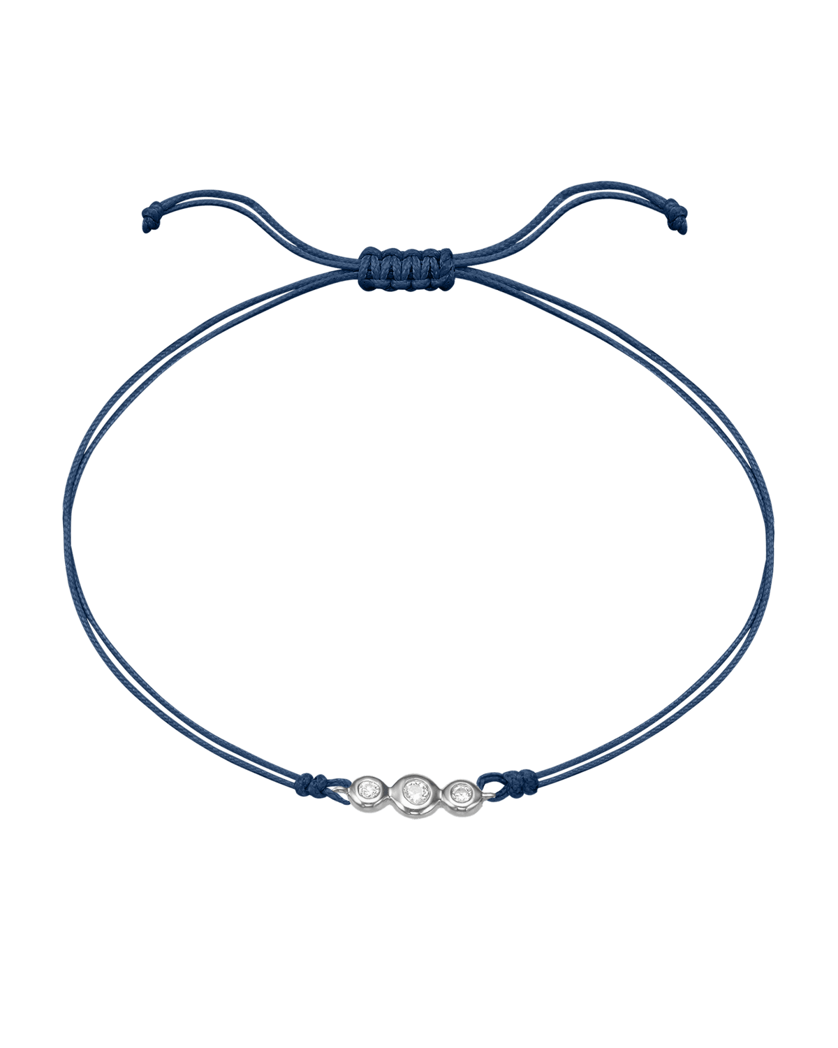 The Three of Us Diamond String of love - 14K White Gold Bracelet 14K Solid Gold Indigo
