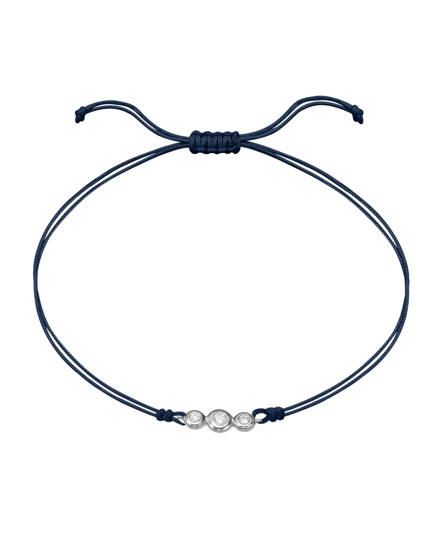 The Three of Us Diamond String of love - 14K White Gold Bracelet 14K Solid Gold Navy Blue