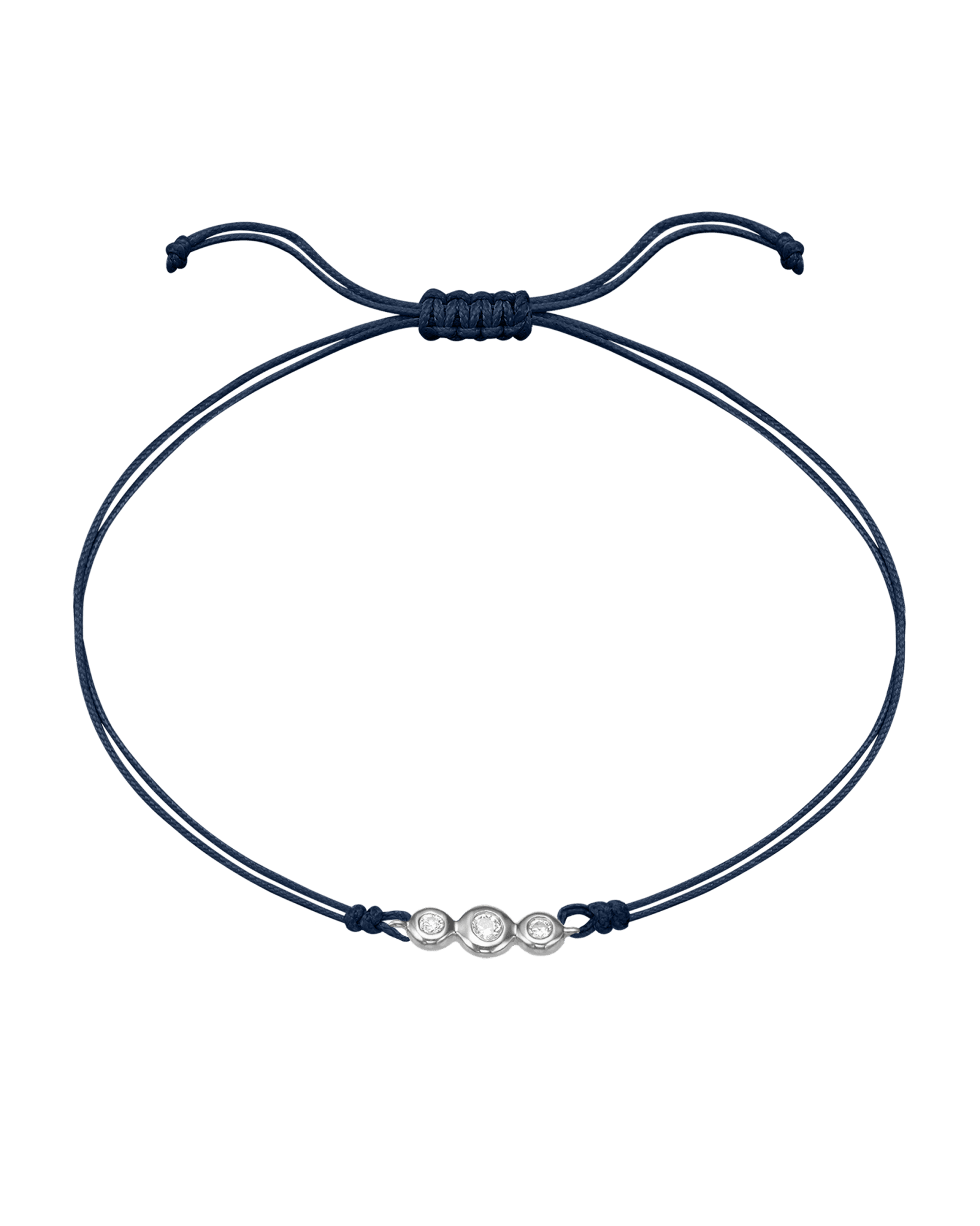 The Three of Us Diamond String of love - 14K White Gold Bracelet 14K Solid Gold Navy Blue