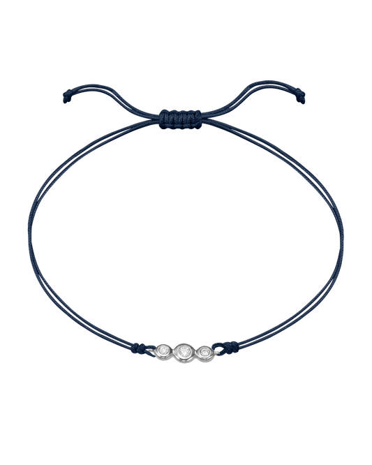 The Three of Us Diamond String of love - 14K White Gold Bracelet 14K Solid Gold Navy Blue