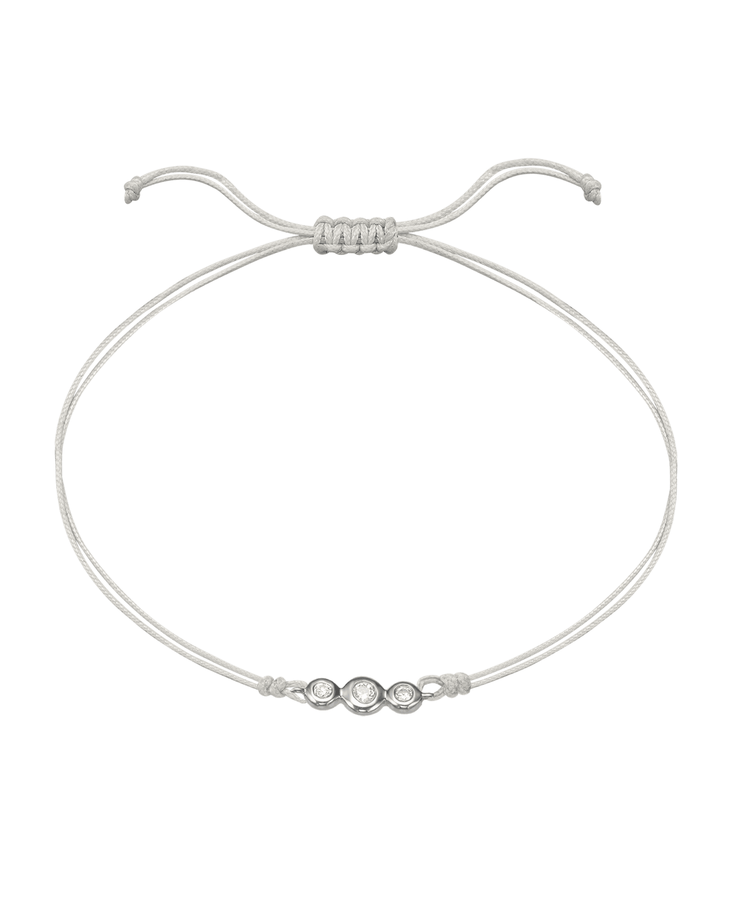 The Three of Us Diamond String of love - 14K White Gold Bracelet 14K Solid Gold Pearl