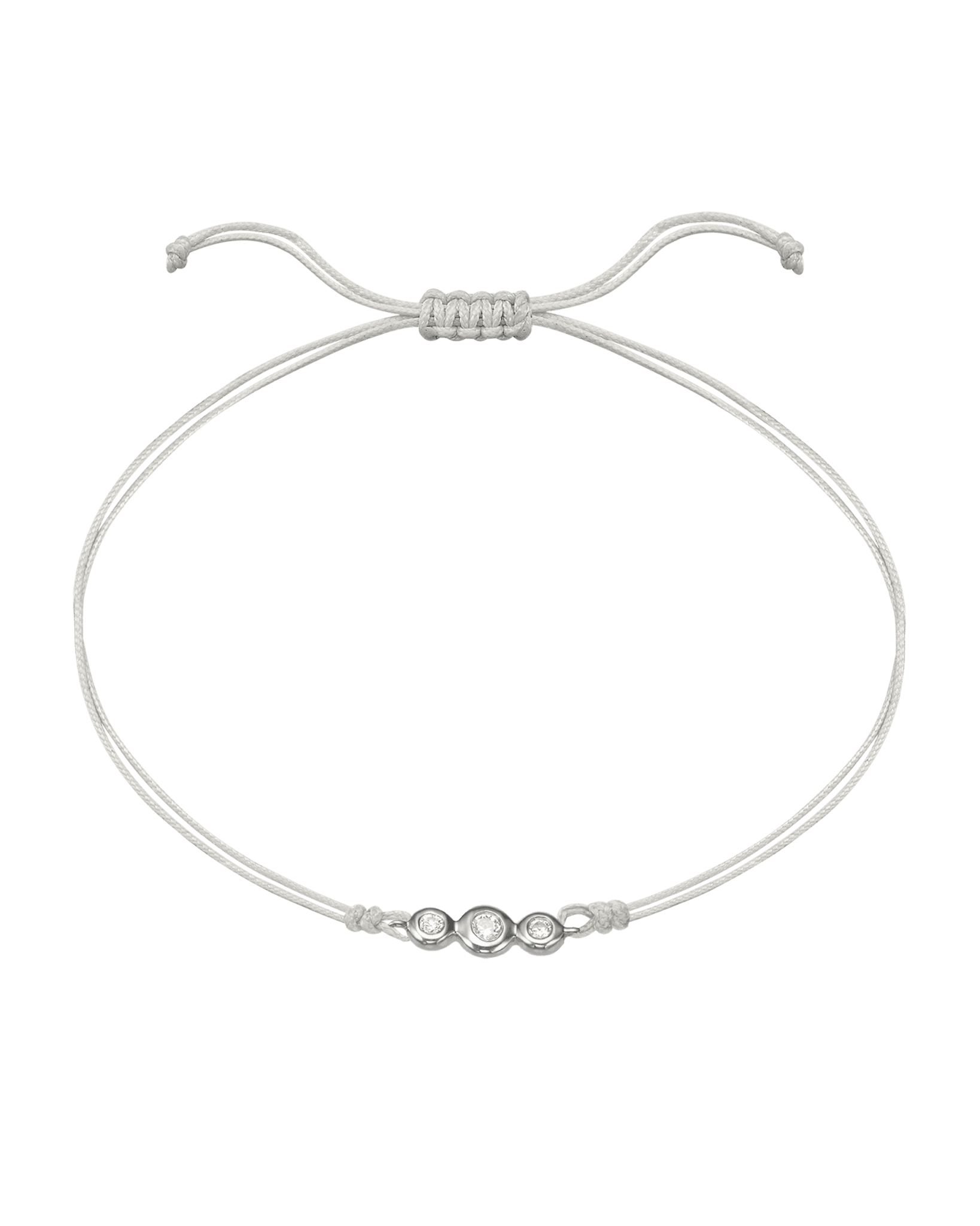 The Three of Us Diamond String of love - 14K White Gold Bracelet 14K Solid Gold Pearl