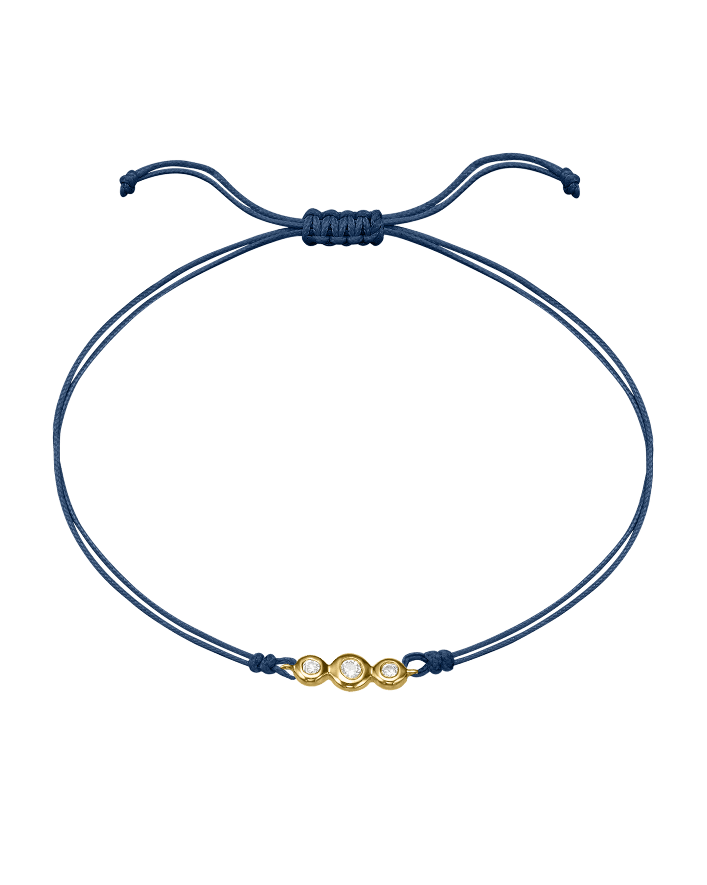 The Three of Us Diamond String of love - 14K Yellow Gold Bracelet 14K Solid Gold Indigo