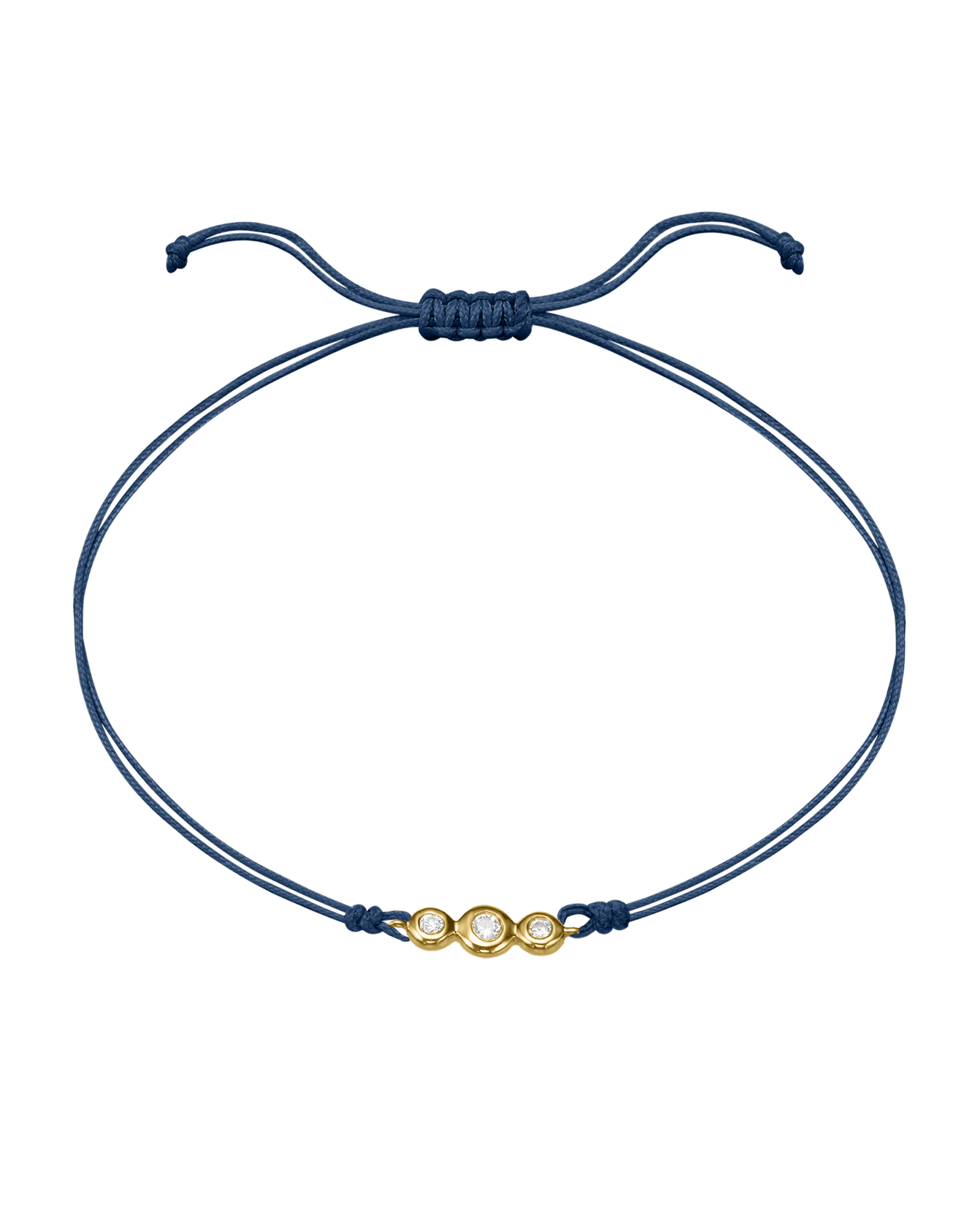 The Three of Us Diamond String of love - 14K Yellow Gold Bracelet 14K Solid Gold Indigo