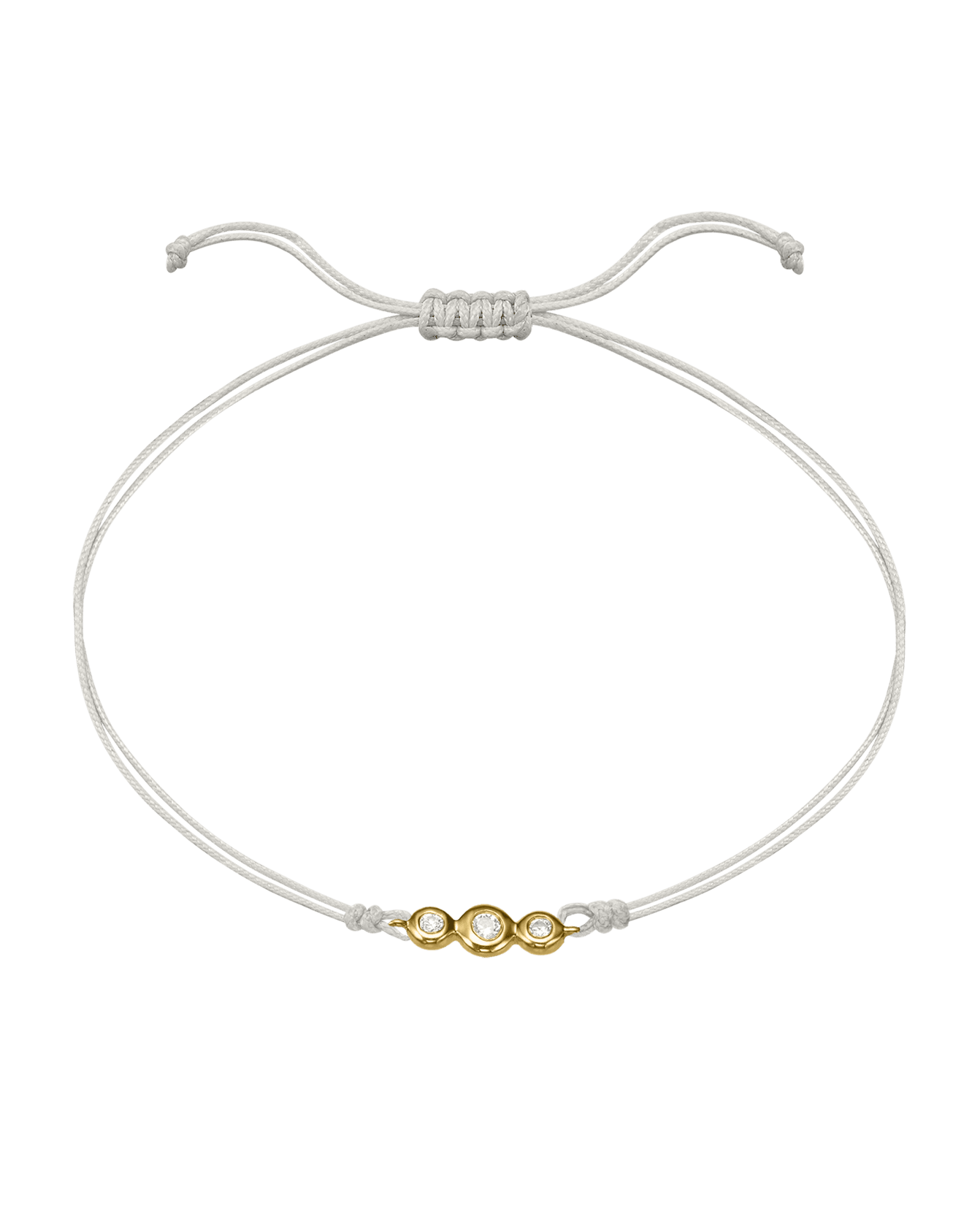 The Three of Us Diamond String of love - 14K Yellow Gold Bracelet 14K Solid Gold Pearl