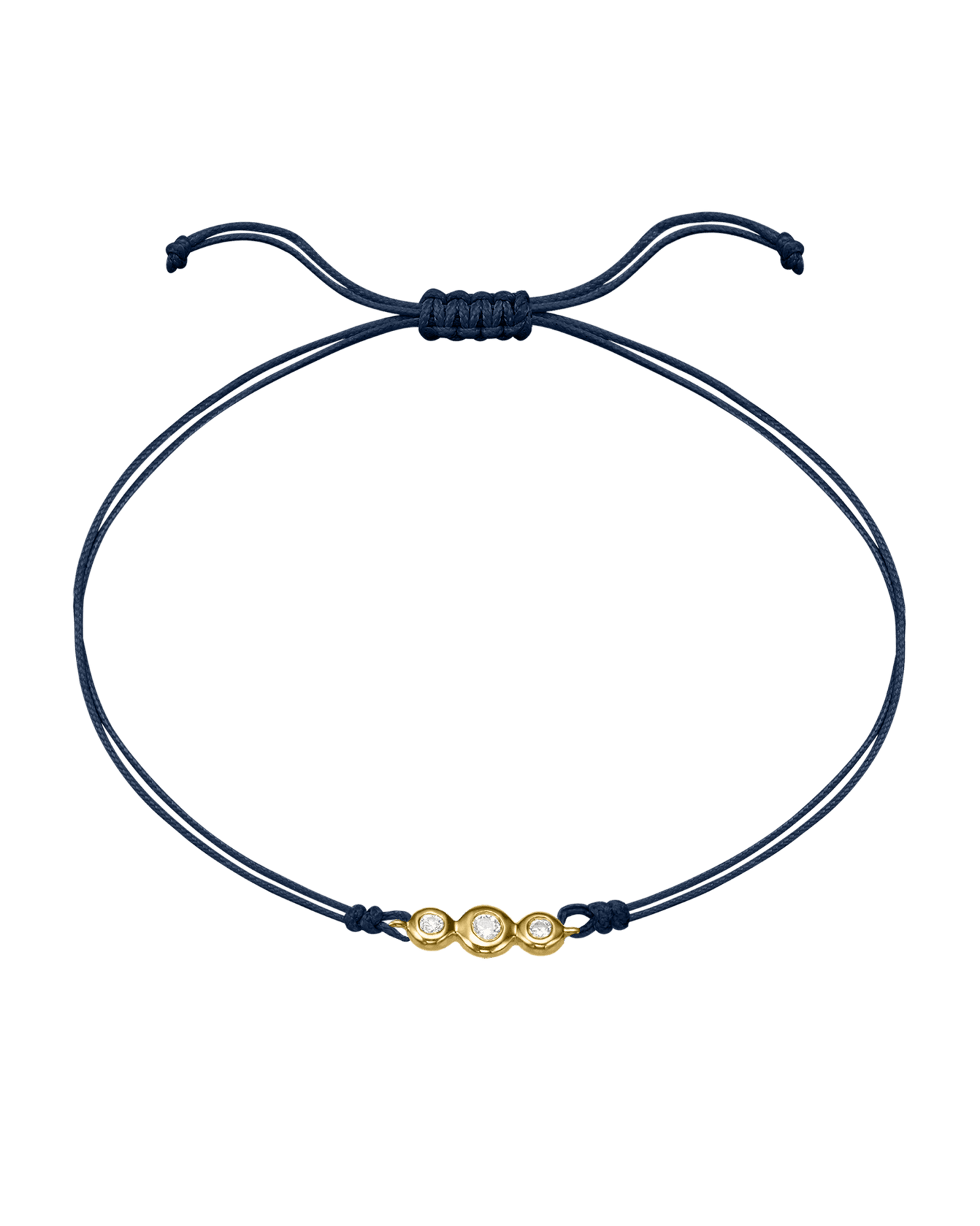 The Three of Us Diamond String of love - 14K Yellow Gold Bracelet 14K Solid Gold Navy Blue