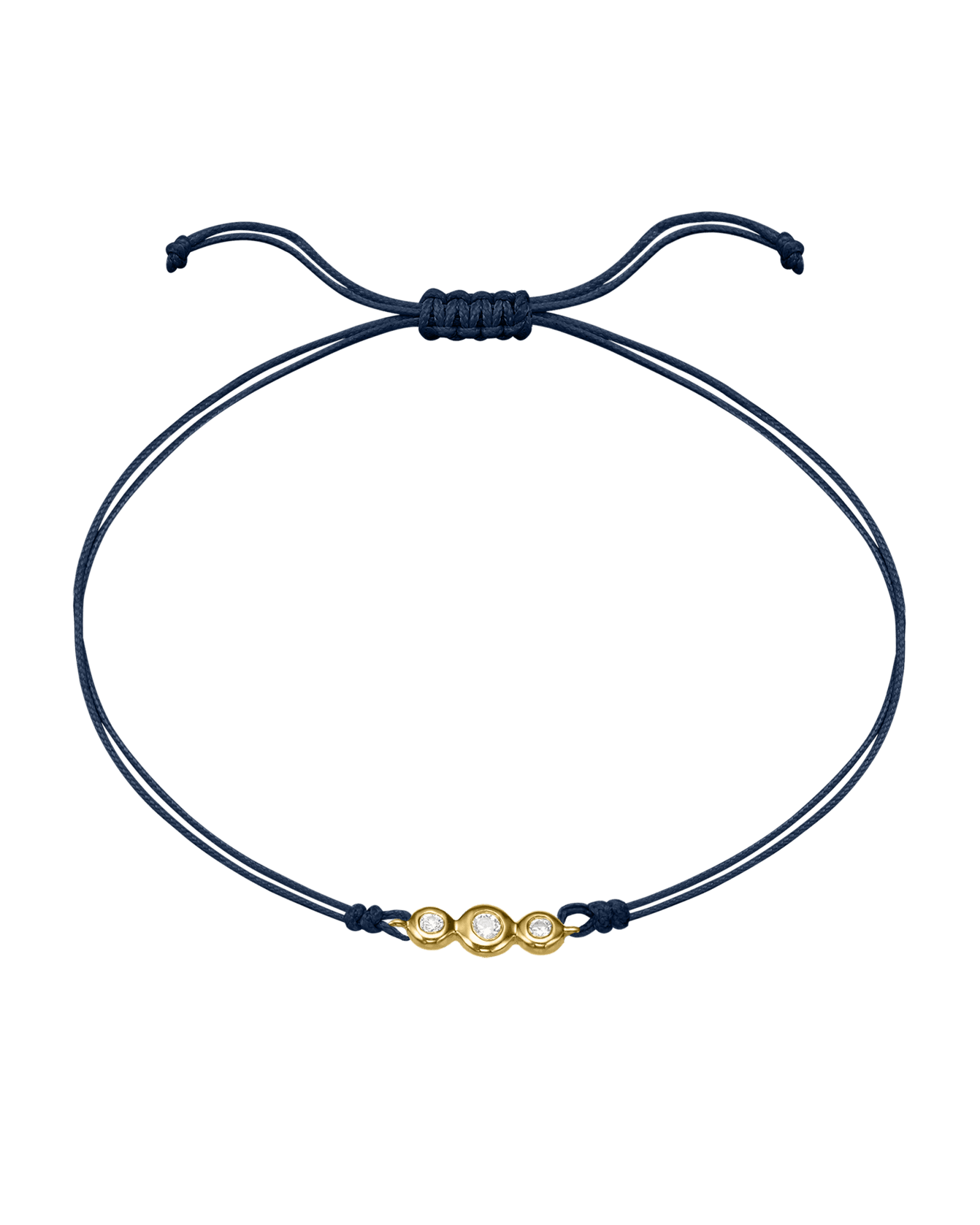 The Three of Us Diamond String of love - 14K Yellow Gold Bracelet 14K Solid Gold Navy Blue