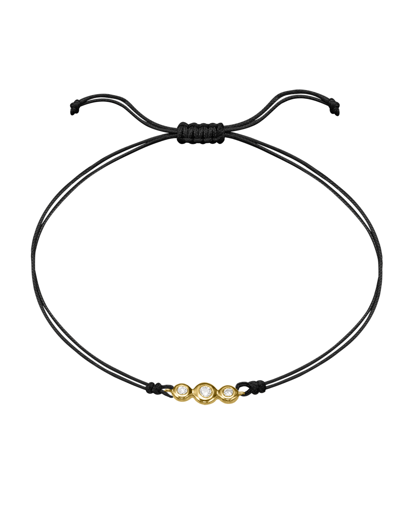 The Three of Us Diamond String of love - 14K Yellow Gold Bracelet 14K Solid Gold Black